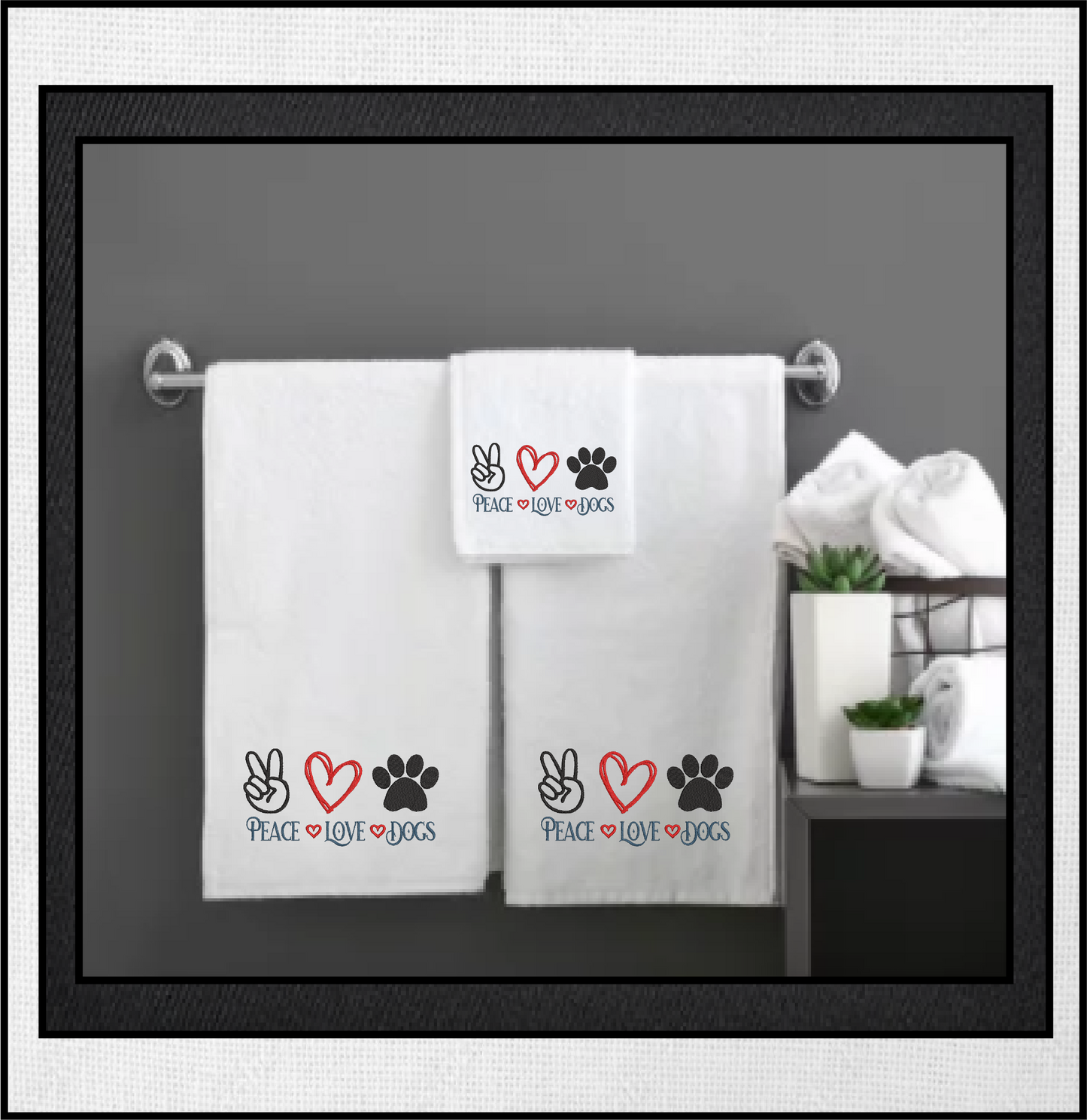 Peace Love and Dogs Sayings Machine Embroidery Design, Dog Embroidery Design, Embroidered Sayings Design, 8 Sizes (0386)