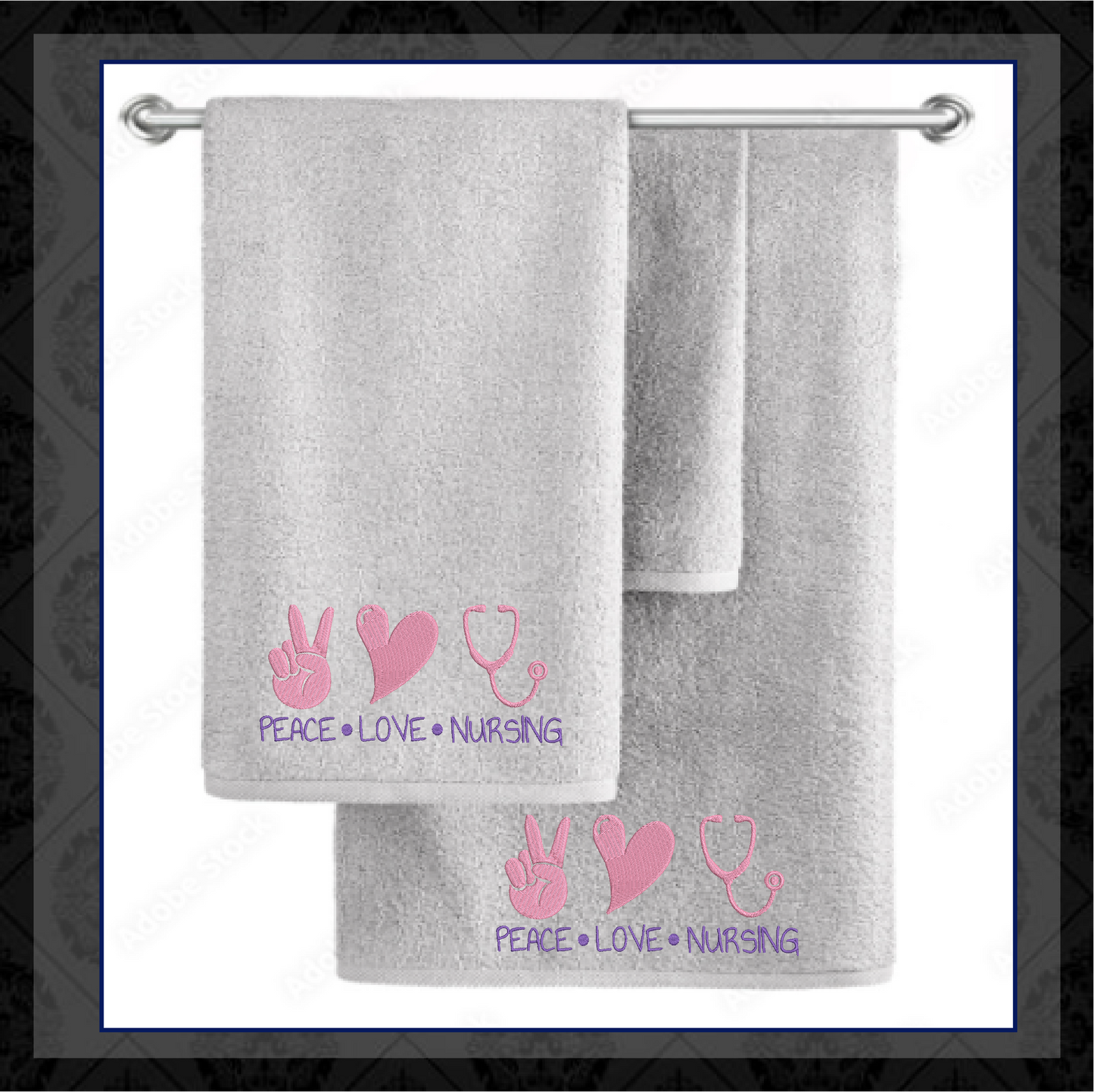 Peace Love Nursing Machine Embroidery Design | Nurse Support Embroidery | Nursing Sayings & Quotes | 6 Sizes (0751)