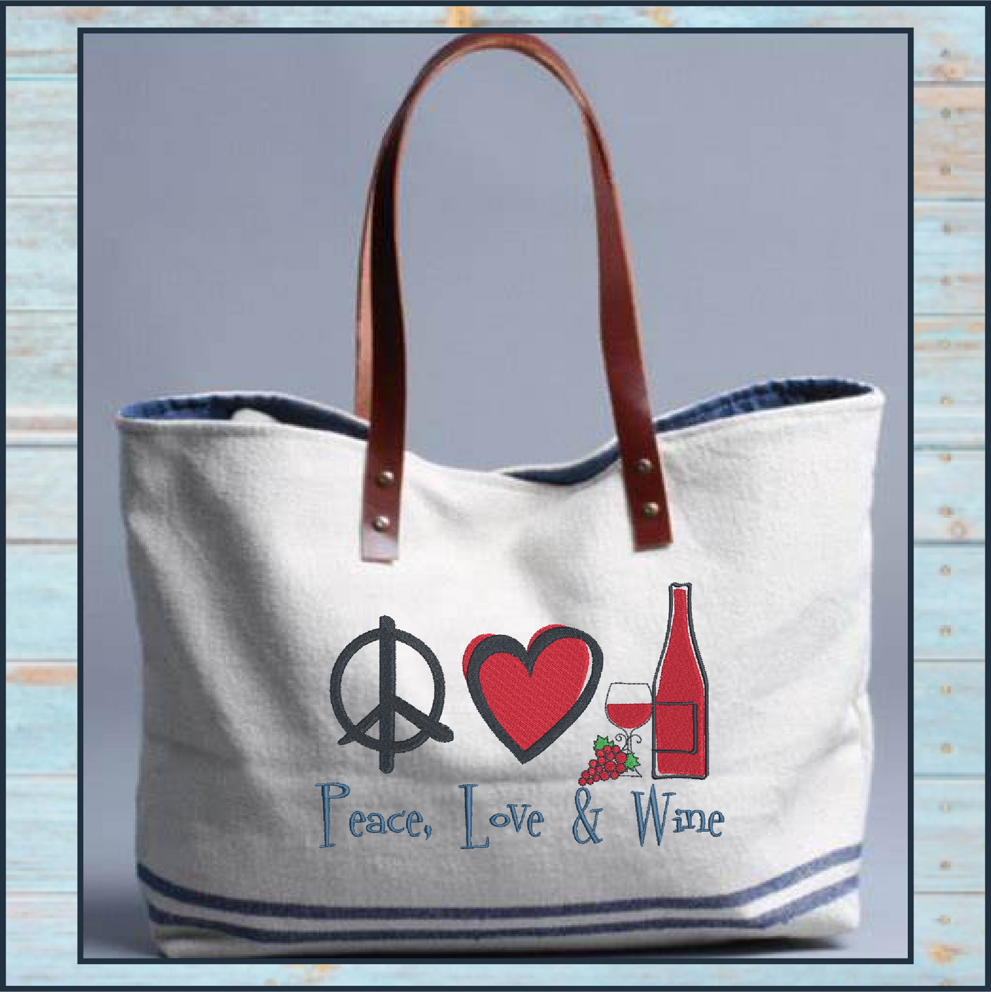Peace Love Wine Machine Embroidery Design | Wine Lover Embroidery Pattern | Humorous Sayings and Quotes | 8 Sizes (0812)