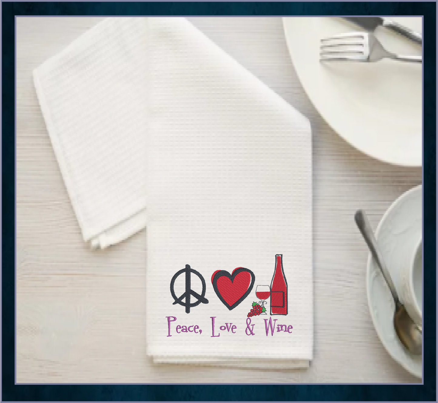 Peace Love Wine Machine Embroidery Design | Wine Lover Embroidery Pattern | Humorous Sayings and Quotes | 8 Sizes (0812)