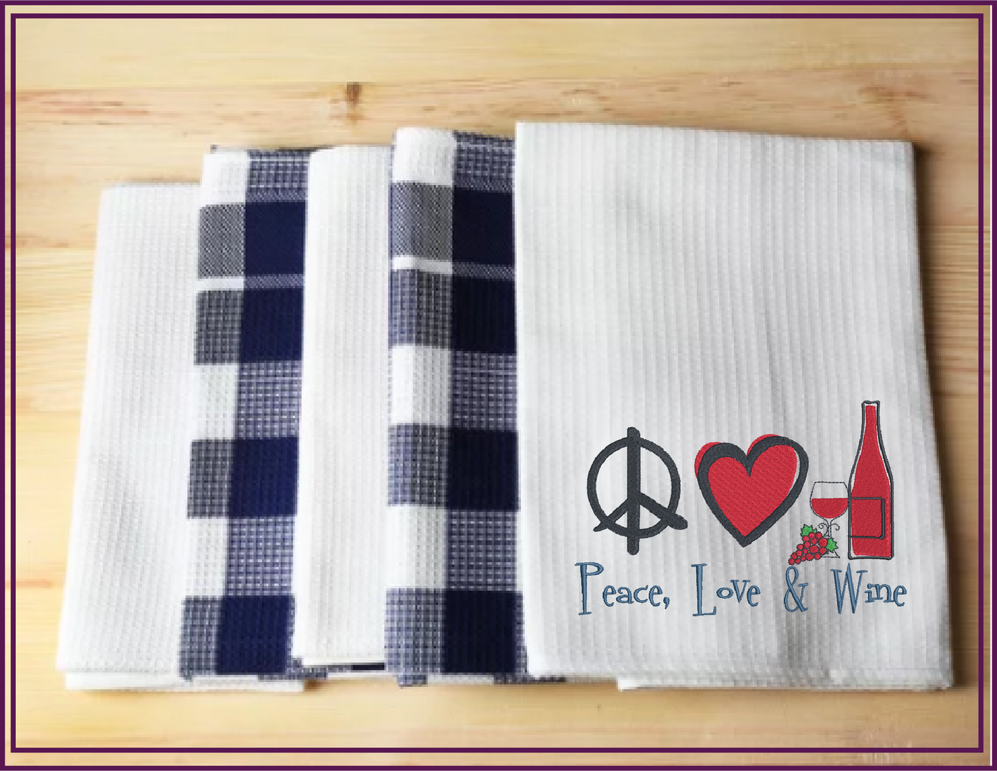 Peace Love Wine Machine Embroidery Design | Wine Lover Embroidery Pattern | Humorous Sayings and Quotes | 8 Sizes (0812)