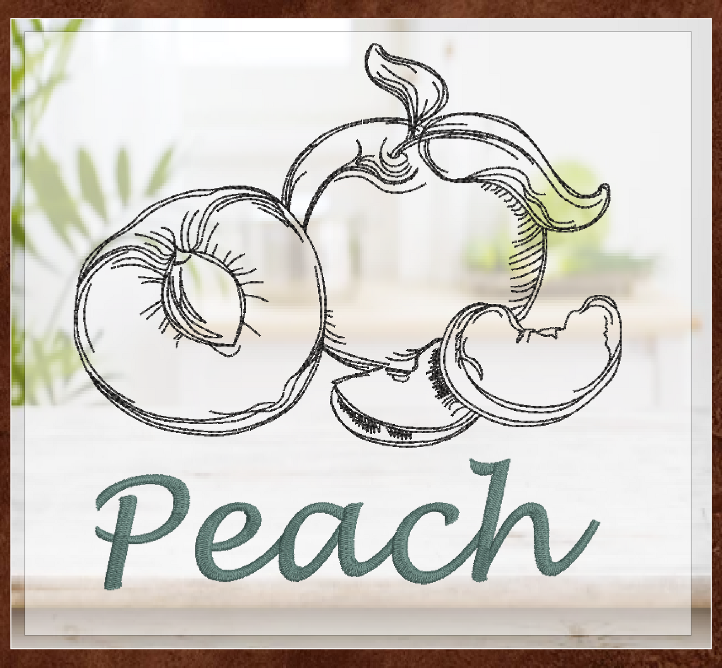 Fresh Peaches Machine Embroidery Outline Design | Summer Orchard Fruit Line Art | Fruit and Vegetables Embroidery Pattern | 8 Sizes (0956)