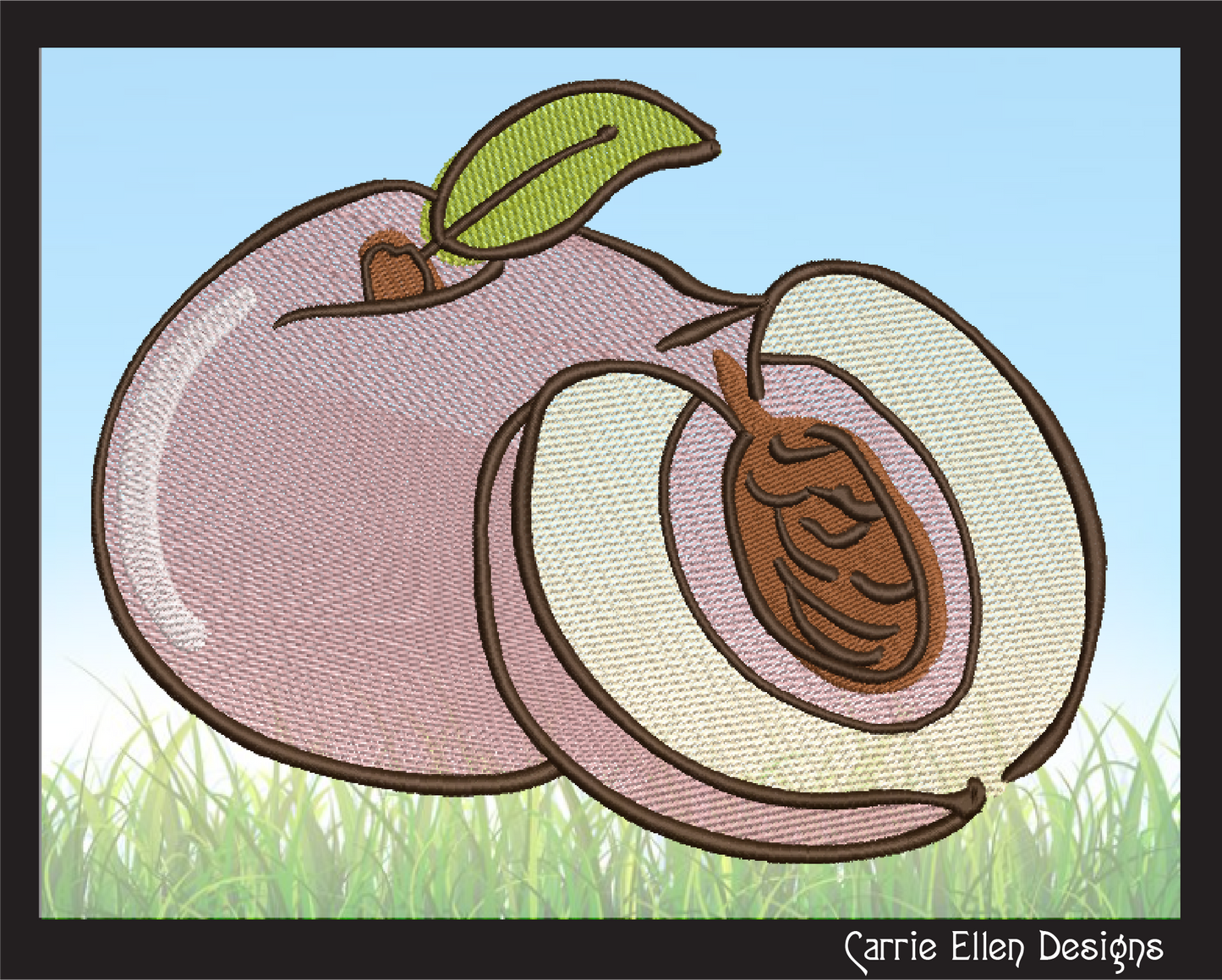 Fresh Peaches Machine Embroidery Design Bundle | Summer Fruit Embroidery | Orchard Fruits Design | 3 Designs, 8 Sizes Each (0966)