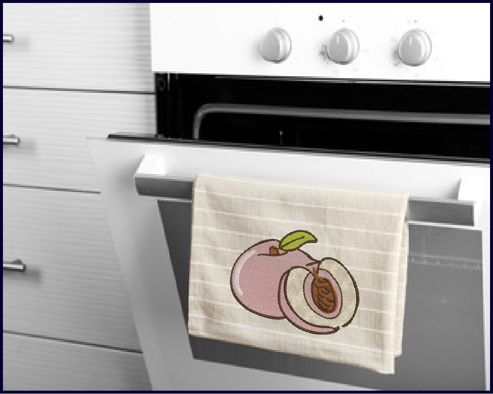 Fresh Peaches Machine Embroidery Design | Summer Fruit Embroidery | Orchard Fruits Design | 8 Sizes (0965)