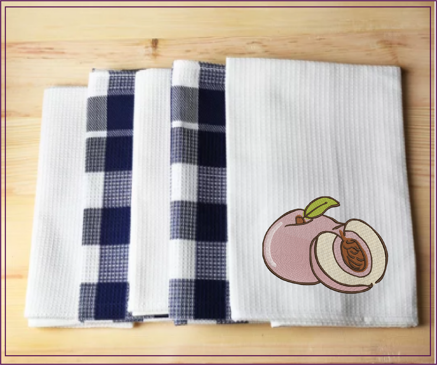 Fresh Peaches Machine Embroidery Design | Summer Fruit Embroidery | Orchard Fruits Design | 8 Sizes (0965)
