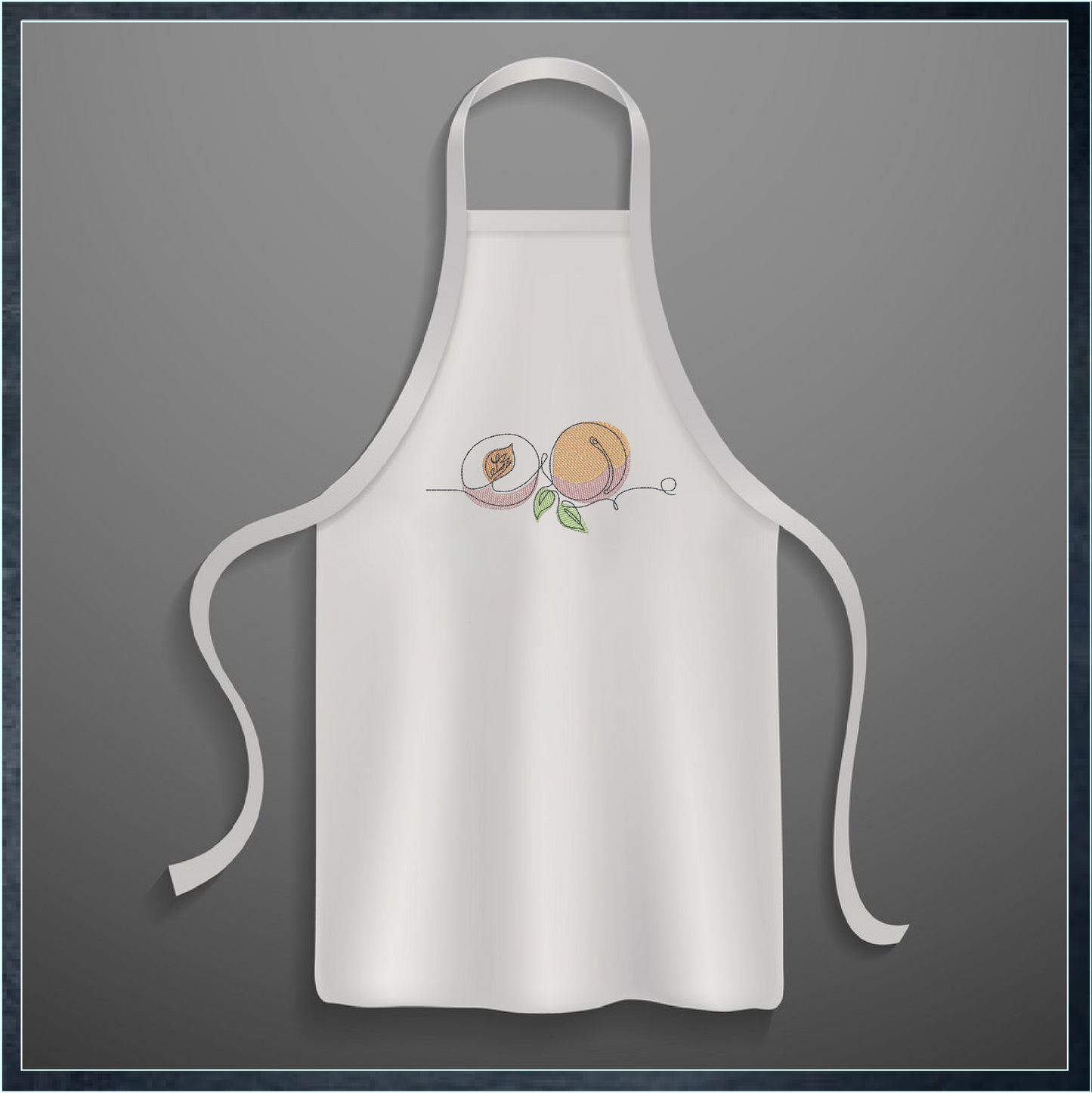 Fresh Peaches Machine Embroidery Outline Design | Summer Fruit Embroidery | Orchard Fruits Design | 8 Sizes (0964)