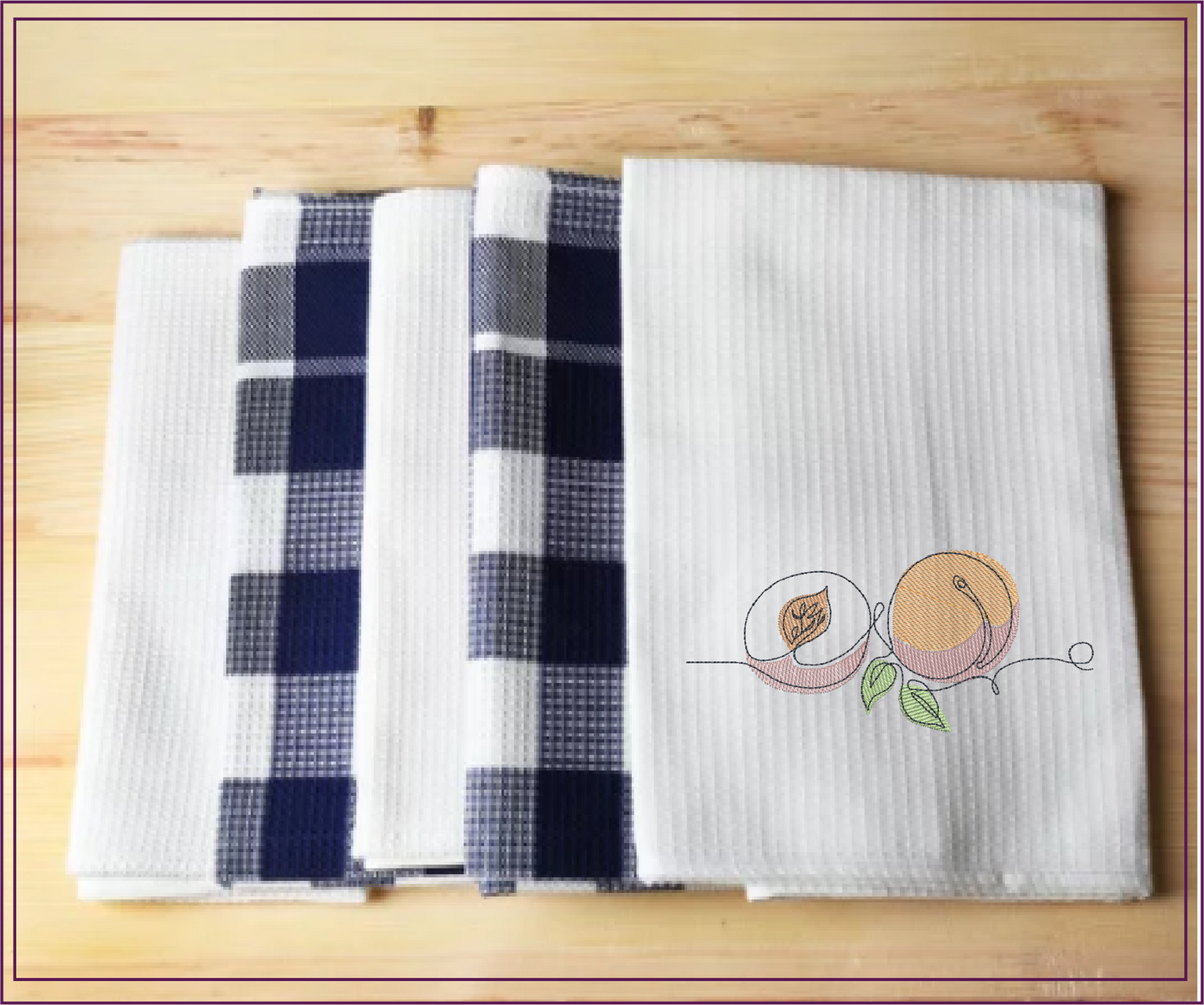 Fresh Peaches Machine Embroidery Outline Design | Summer Fruit Embroidery | Orchard Fruits Design | 8 Sizes (0964)