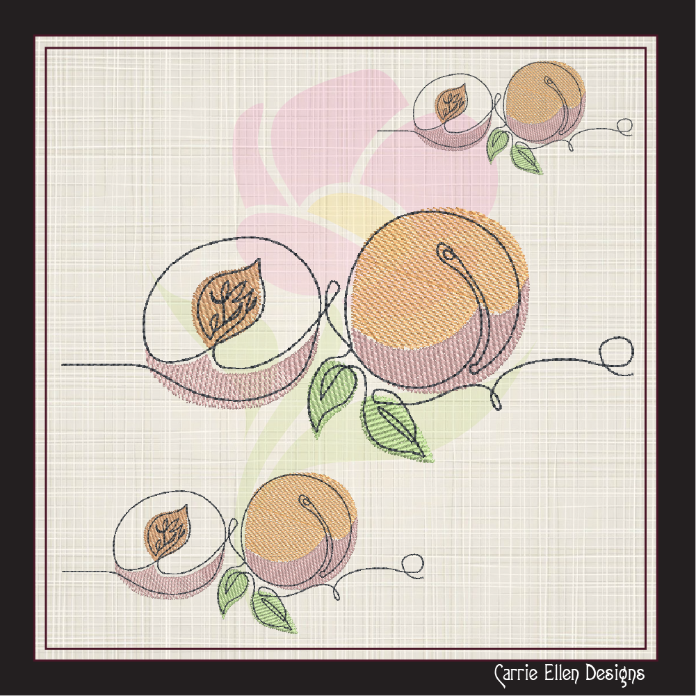 Fresh Peaches Machine Embroidery Design Bundle | Summer Fruit Embroidery | Orchard Fruits Design | 3 Designs, 8 Sizes Each (0966)