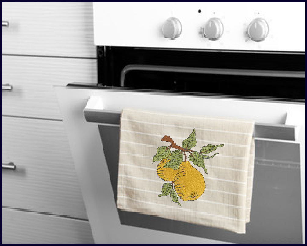 Fresh Pears Machine Embroidery Design | Summer Orchard Fruit Sketch | Farmhouse Kitchen Embroidery | 8 Sizes (0969)