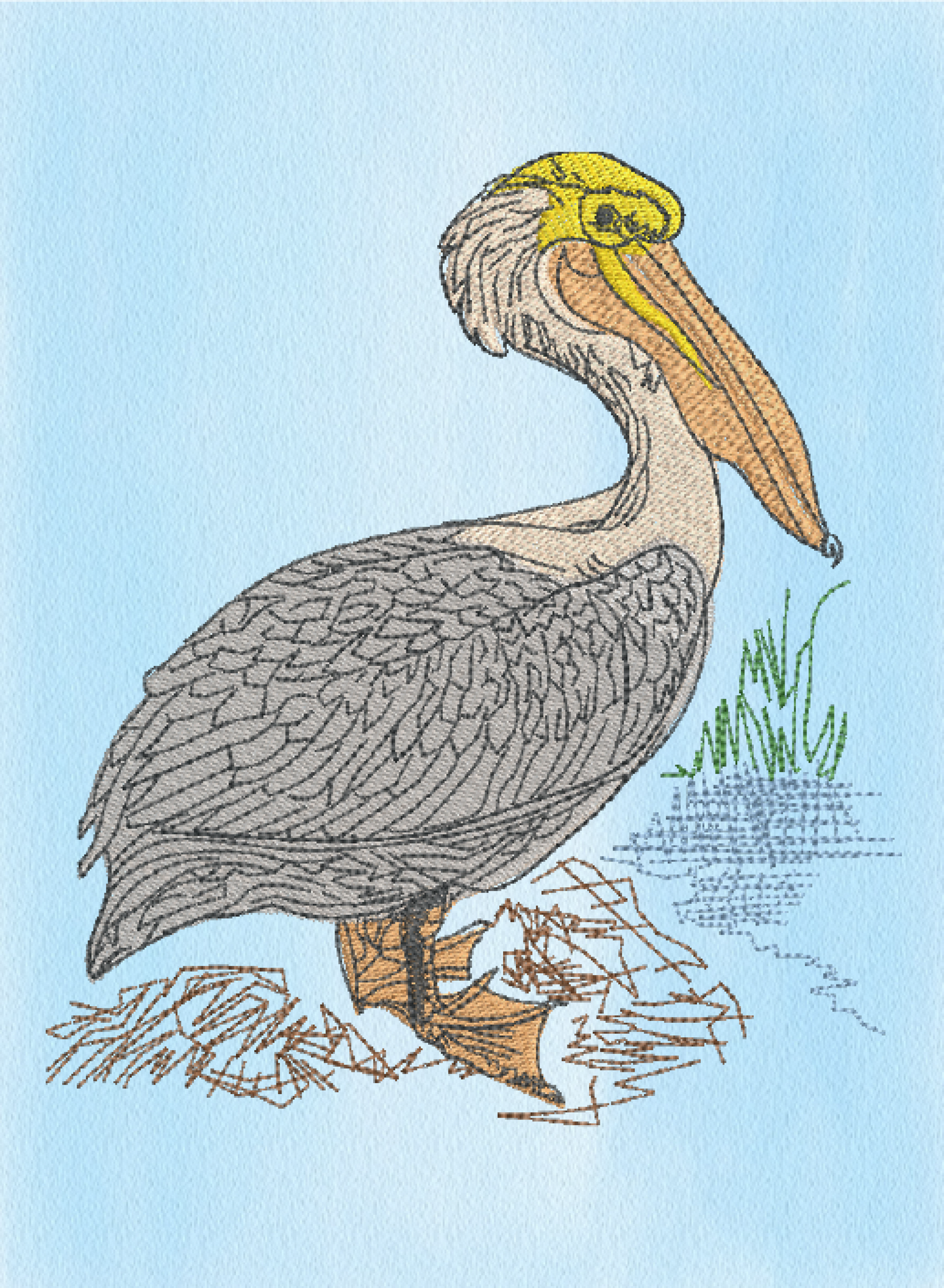 Pelican Machine Embroidery Design – Custom Audubon Bird Pattern, Instant Download, 10 Sizes (0613)