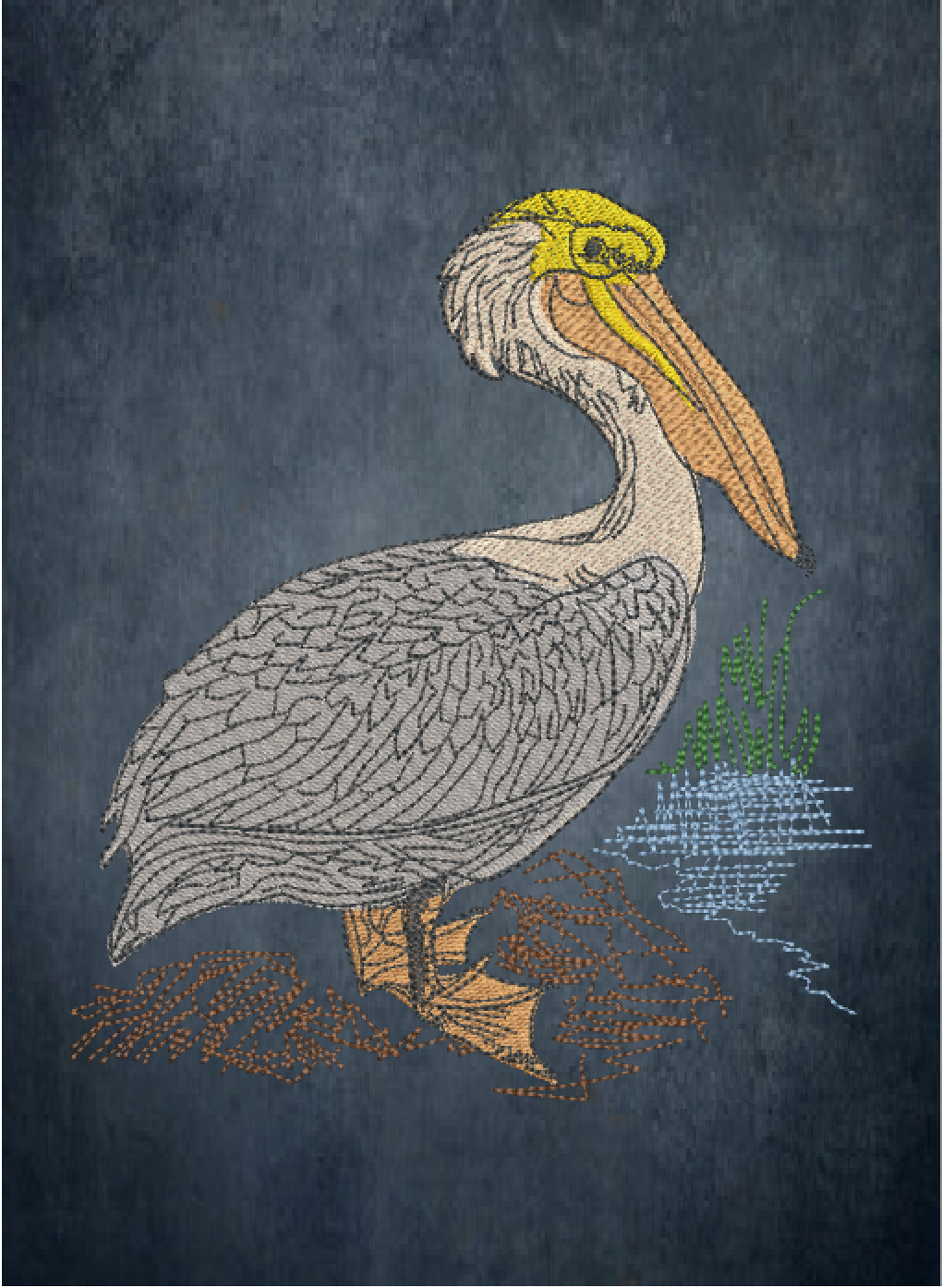Pelican Machine Embroidery Design – Custom Audubon Bird Pattern, Instant Download, 10 Sizes (0613)