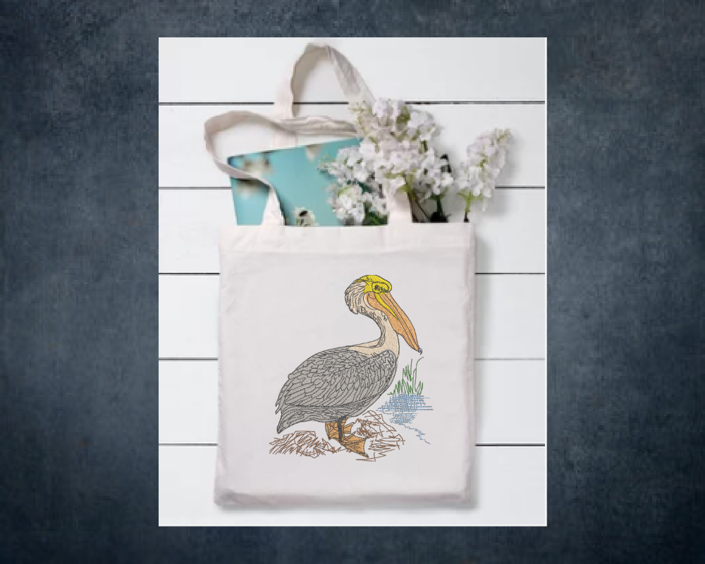 Pelican Machine Embroidery Design – Custom Audubon Bird Pattern, Instant Download, 10 Sizes (0613)