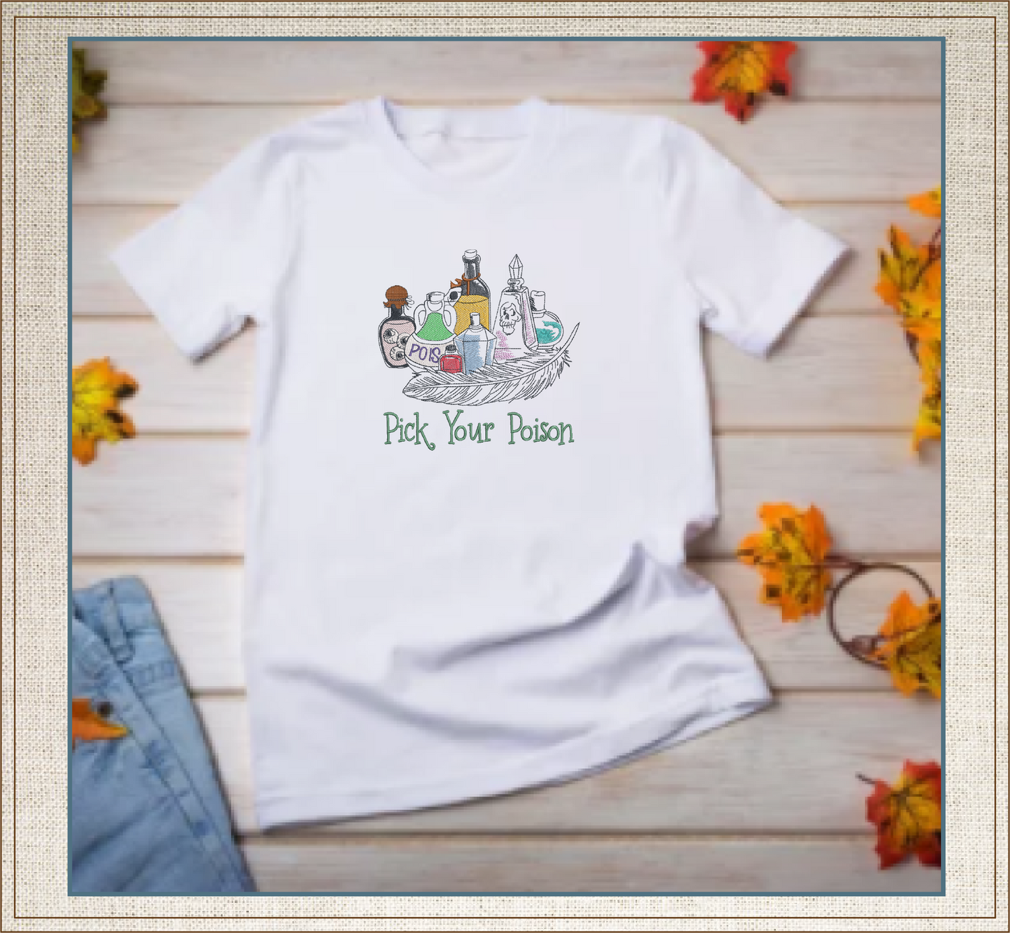 Pick Your Poison Machine Embroidery Design | Halloween Magic Potion Witches Brew | Spooky Embroidery Design | 8 Sizes (0897)