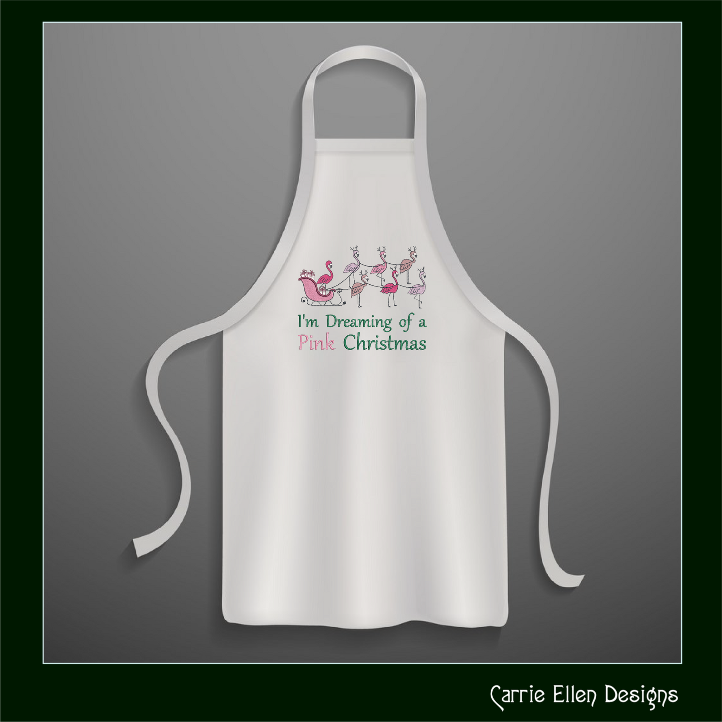 Dreaming of a Pink Christmas Machine Embroidery Design | Flamingo Holiday Saying | Tropical Christmas Embroidery | 6 Sizes (0862)