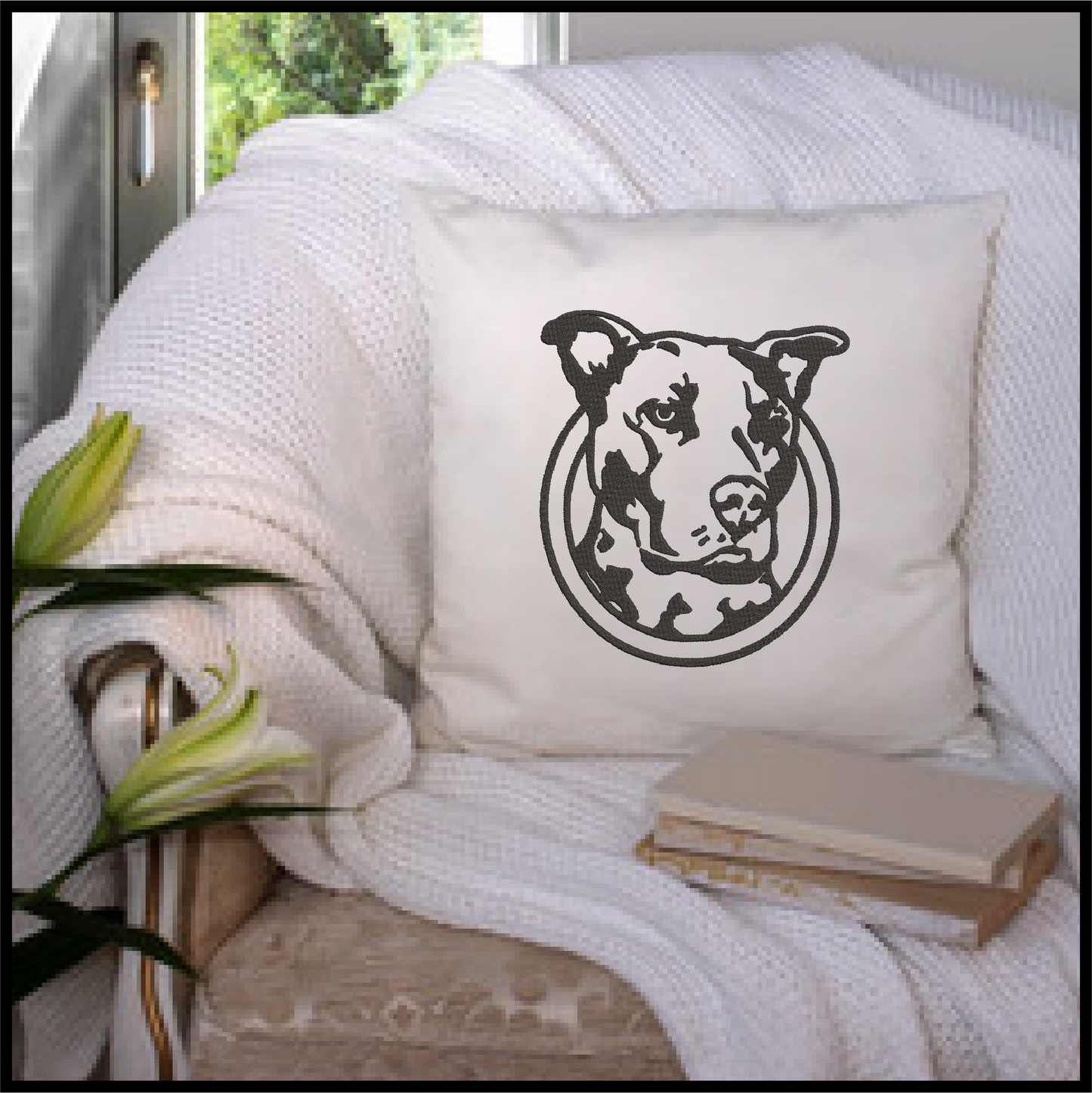 Pitbull Machine Embroidery Design Profile – American Pit Bull Terrier Dog Design, 10 Sizes (0513)