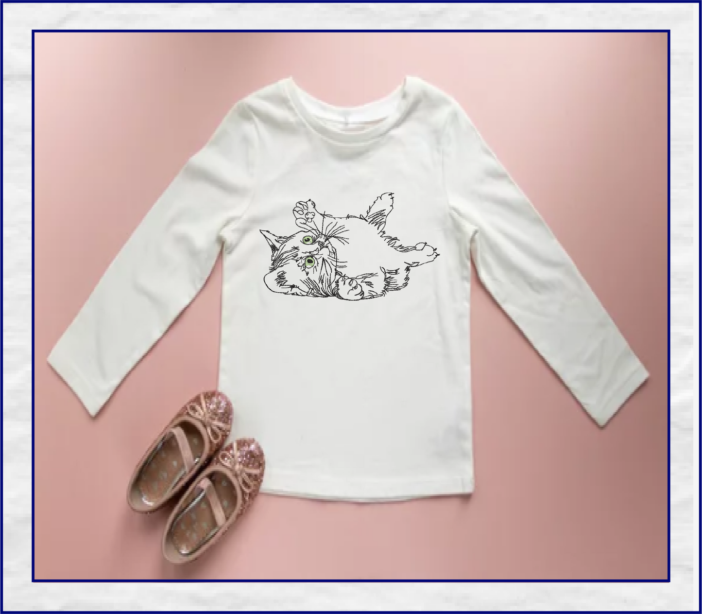 Playful Kitten Machine Embroidery Design, Cat Lover Embroidery Designs, Rub my Belly Kitten, 8 Sizes (0339)