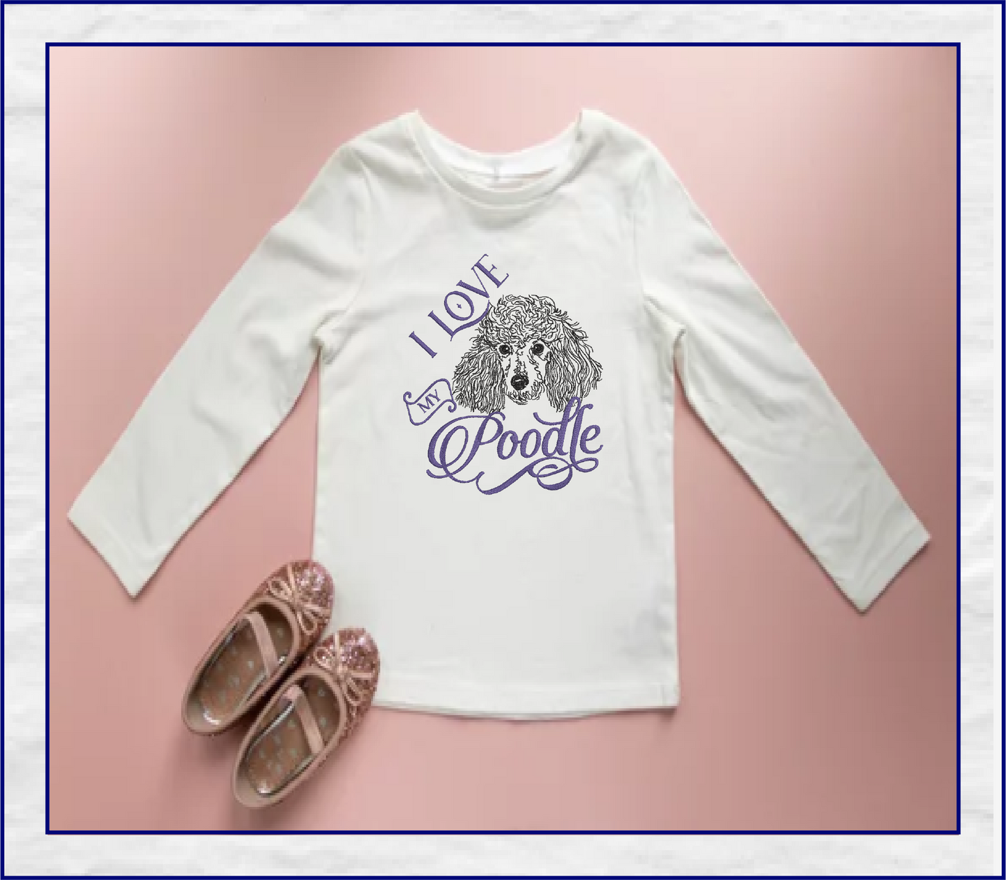 I Love My Poodle Machine Embroidery Design, Dog Embroidery Design, 8 Sizes (0350)