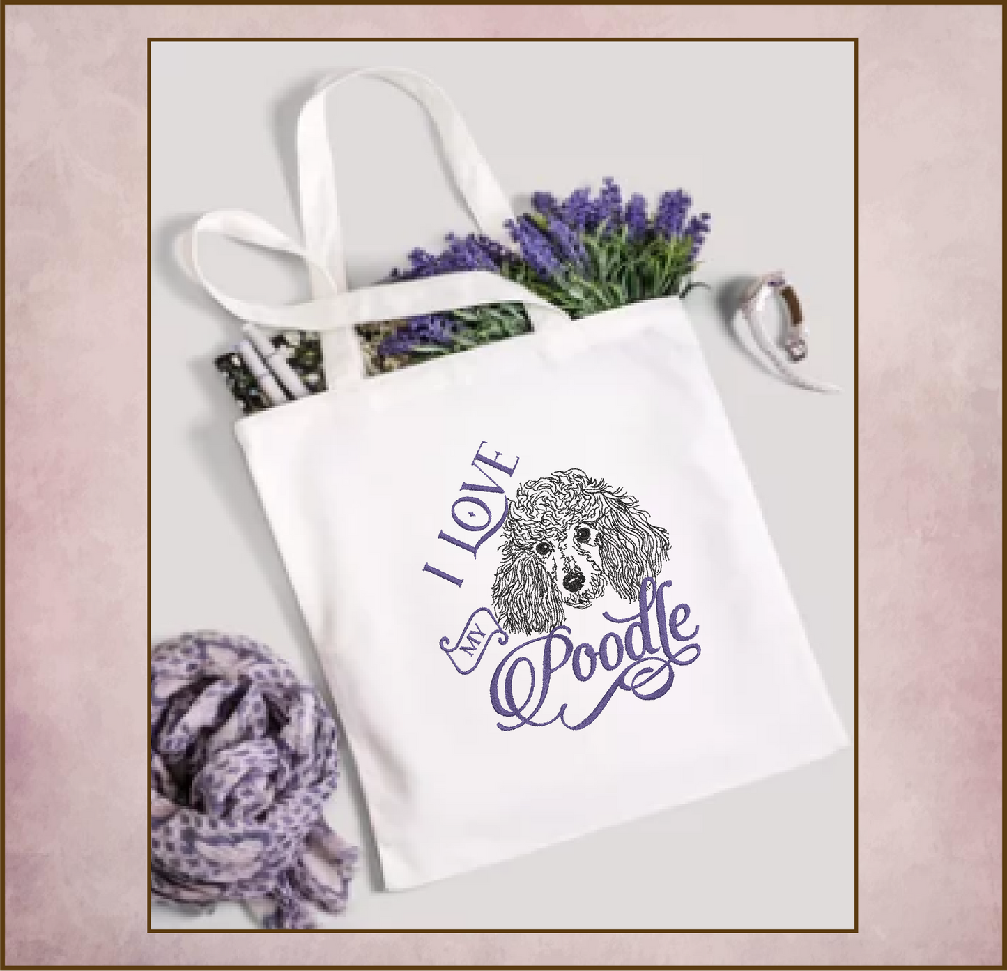 I Love My Poodle Machine Embroidery Design, Dog Embroidery Design, 8 Sizes (0350)