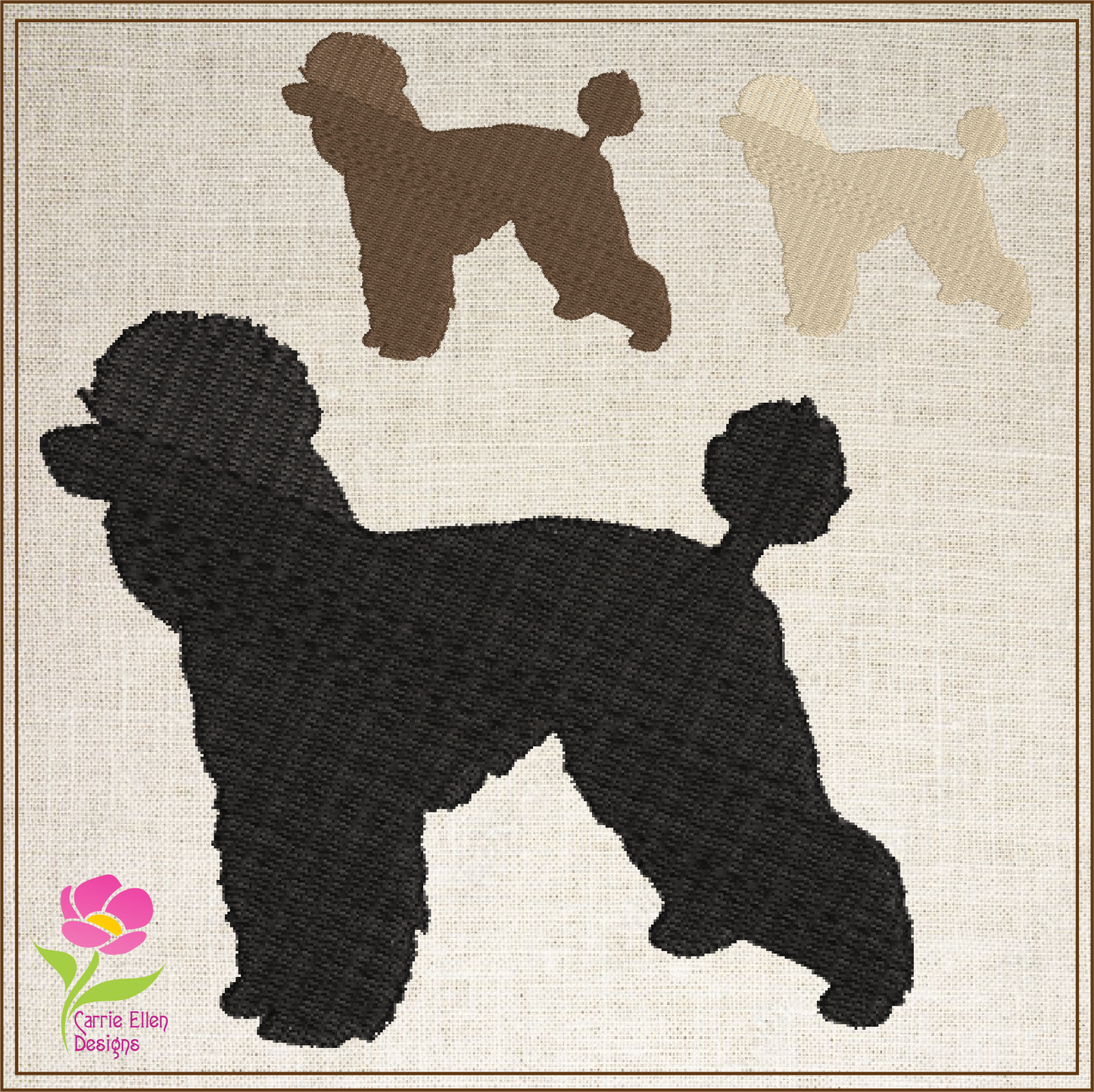 Poodle Silhouette Machine Embroidery Design | Elegant Dog Embroidery Pattern | Animal Embroidery Design | 4 Sizes (0576)