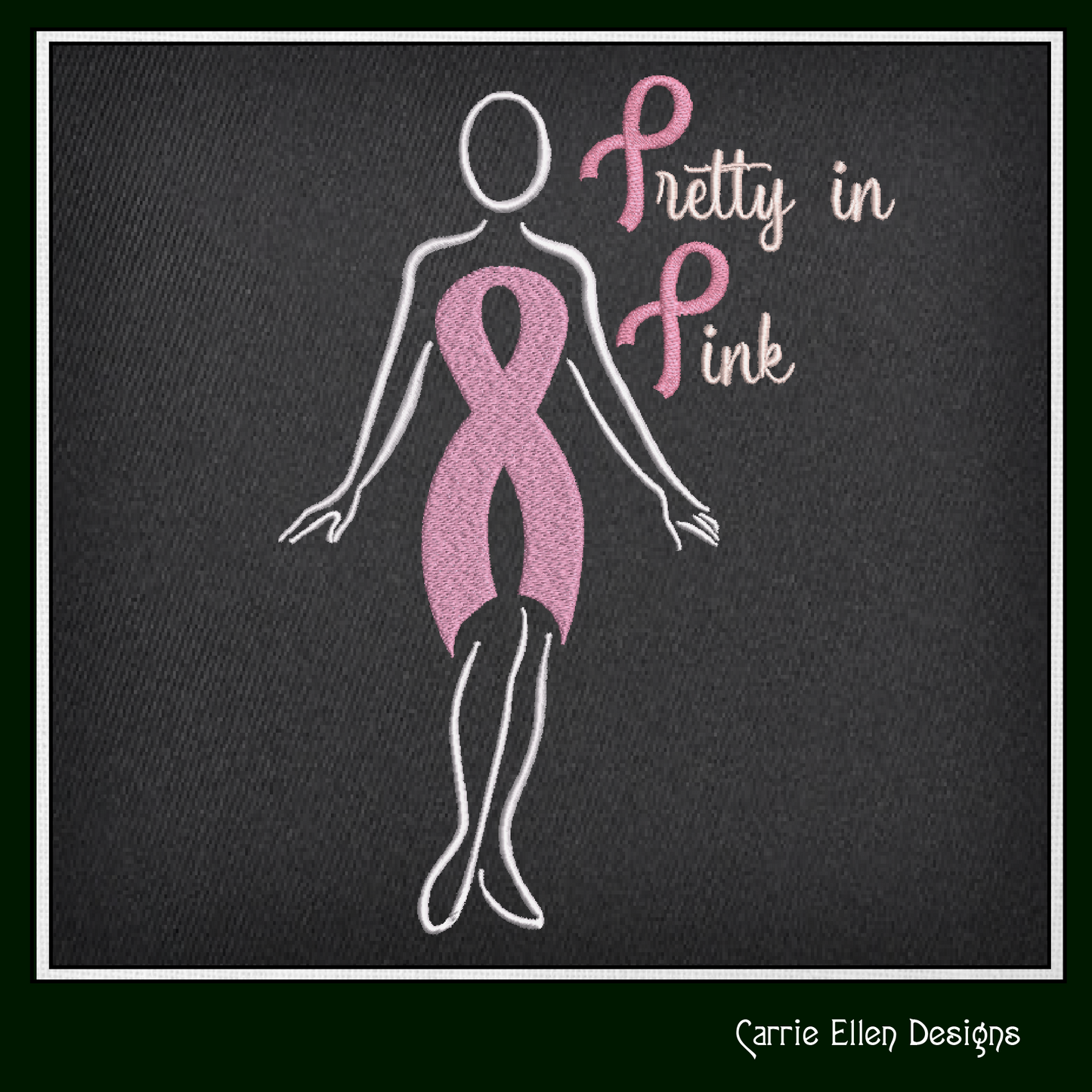 Pretty in Pink Breast Cancer Embroidery Design – Cancer Awareness Support, 8 Sizes (1083)
