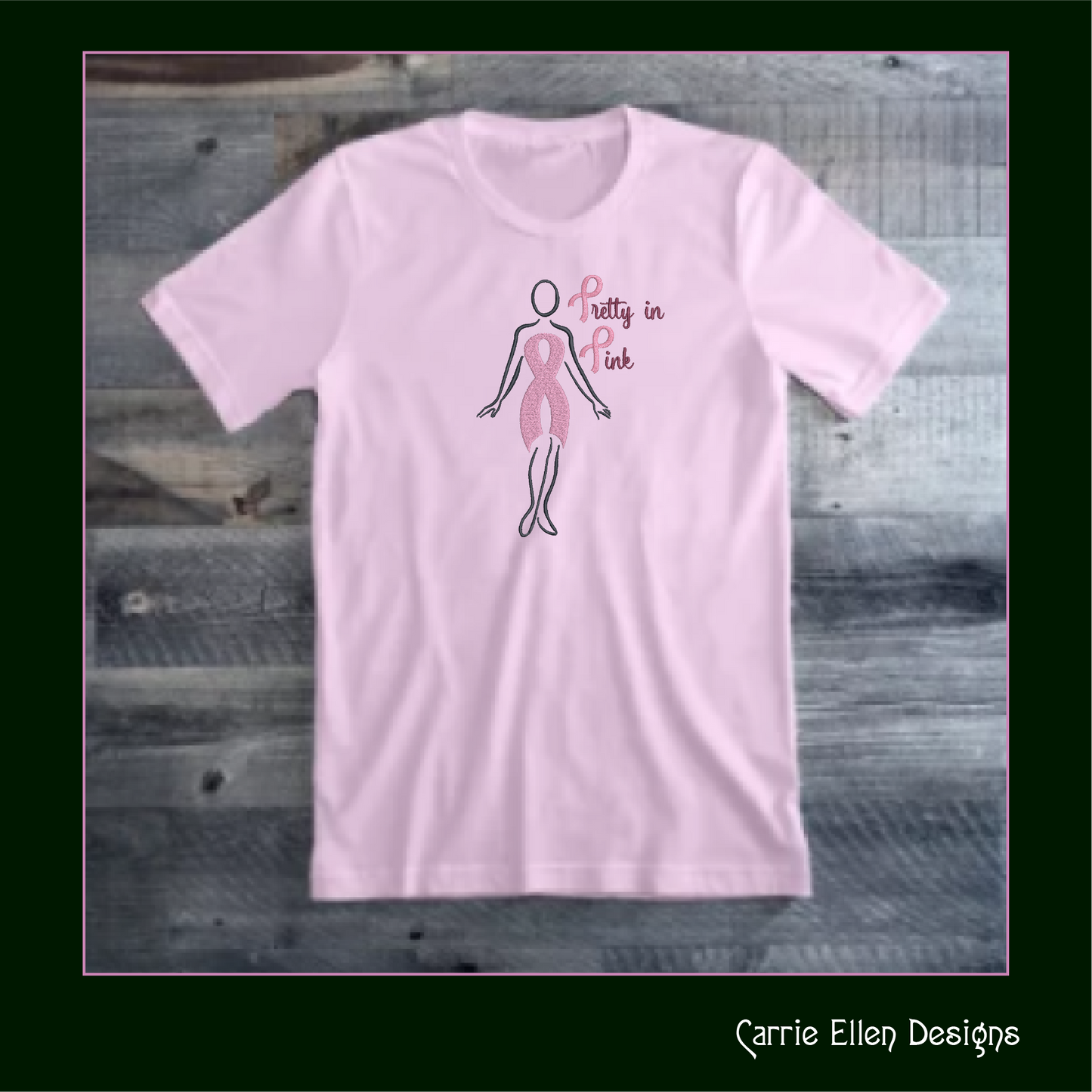 Pretty in Pink Breast Cancer Embroidery Design – Cancer Awareness Support, 8 Sizes (1083)