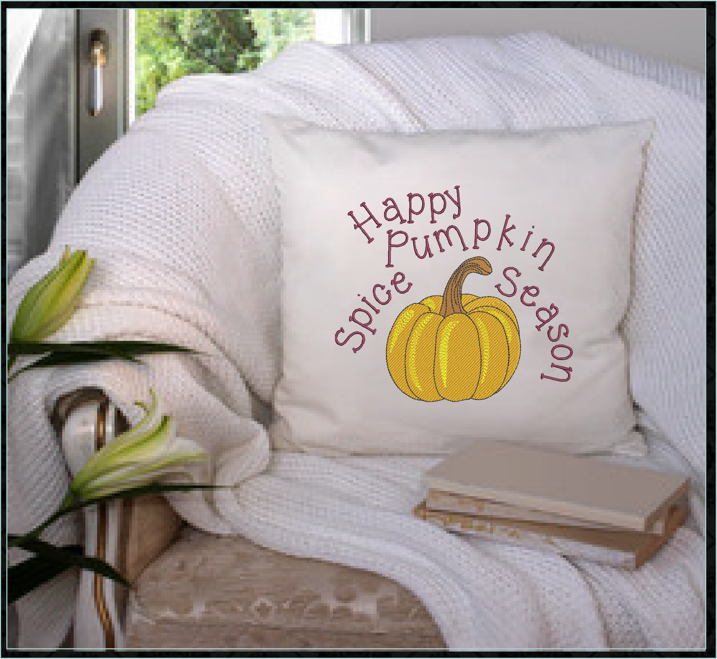 Happy Pumpkin Spice Season Machine Embroidery Design | Fall Latte Coffee Design | Seasonal Favorite Embroidery Drawing | 8 Sizes (0995)