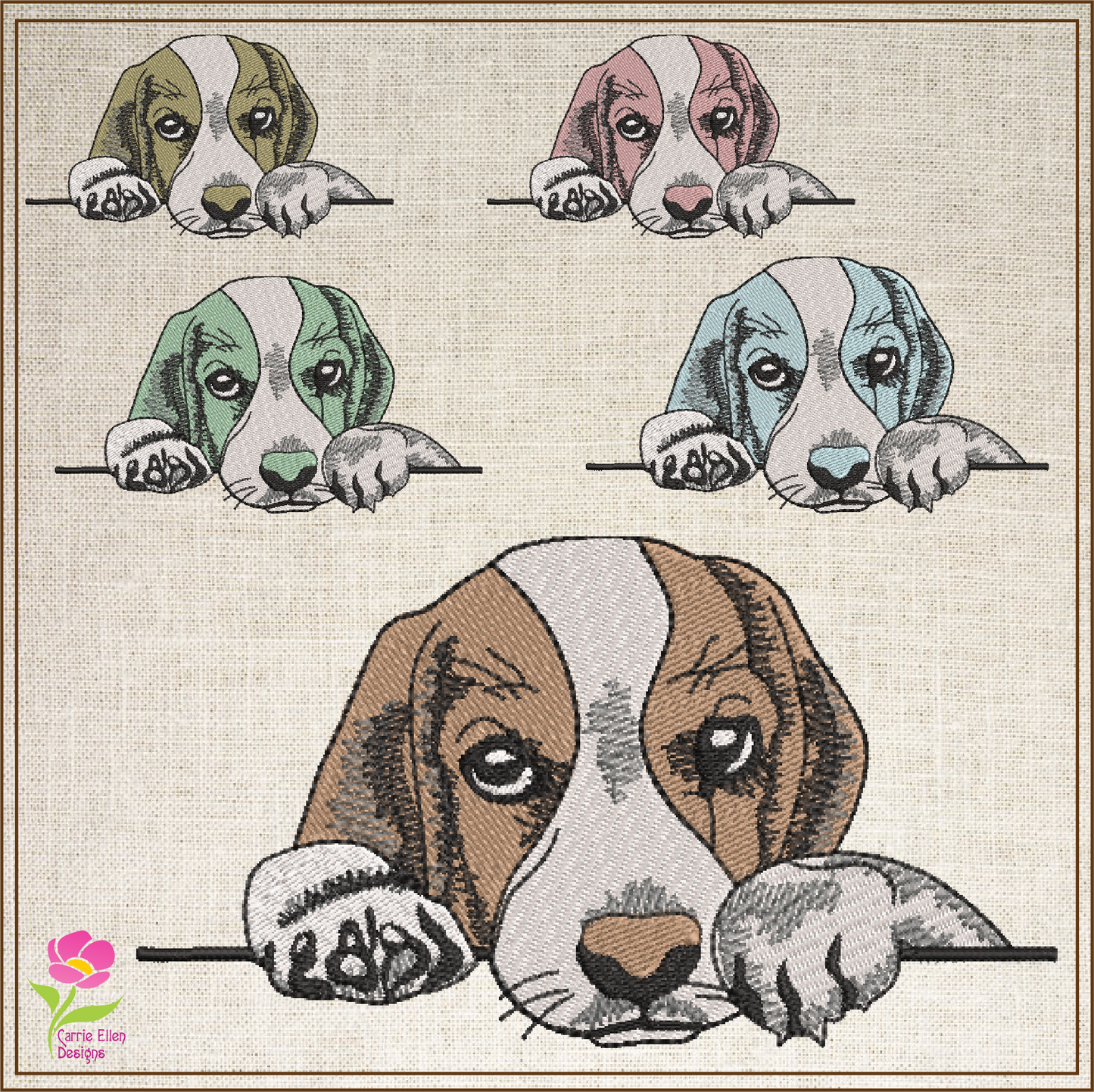 Puppy Machine Embroidery Design | Adorable Pet Dog Embroidery Pattern | Beagle Puppy Stitch File | 6 Sizes (0518)