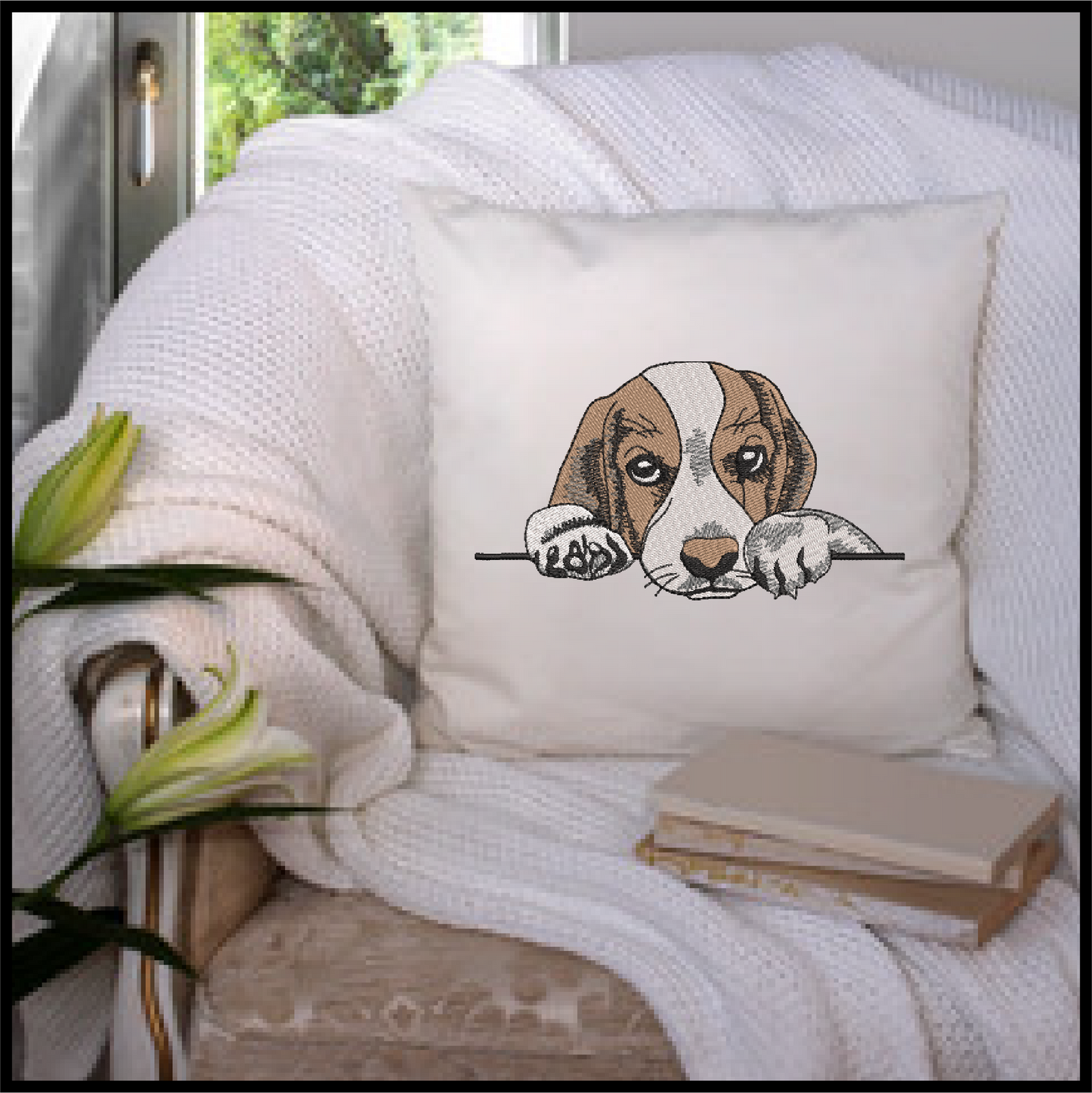 Puppy Machine Embroidery Design | Adorable Pet Dog Embroidery Pattern | Beagle Puppy Stitch File | 6 Sizes (0518)