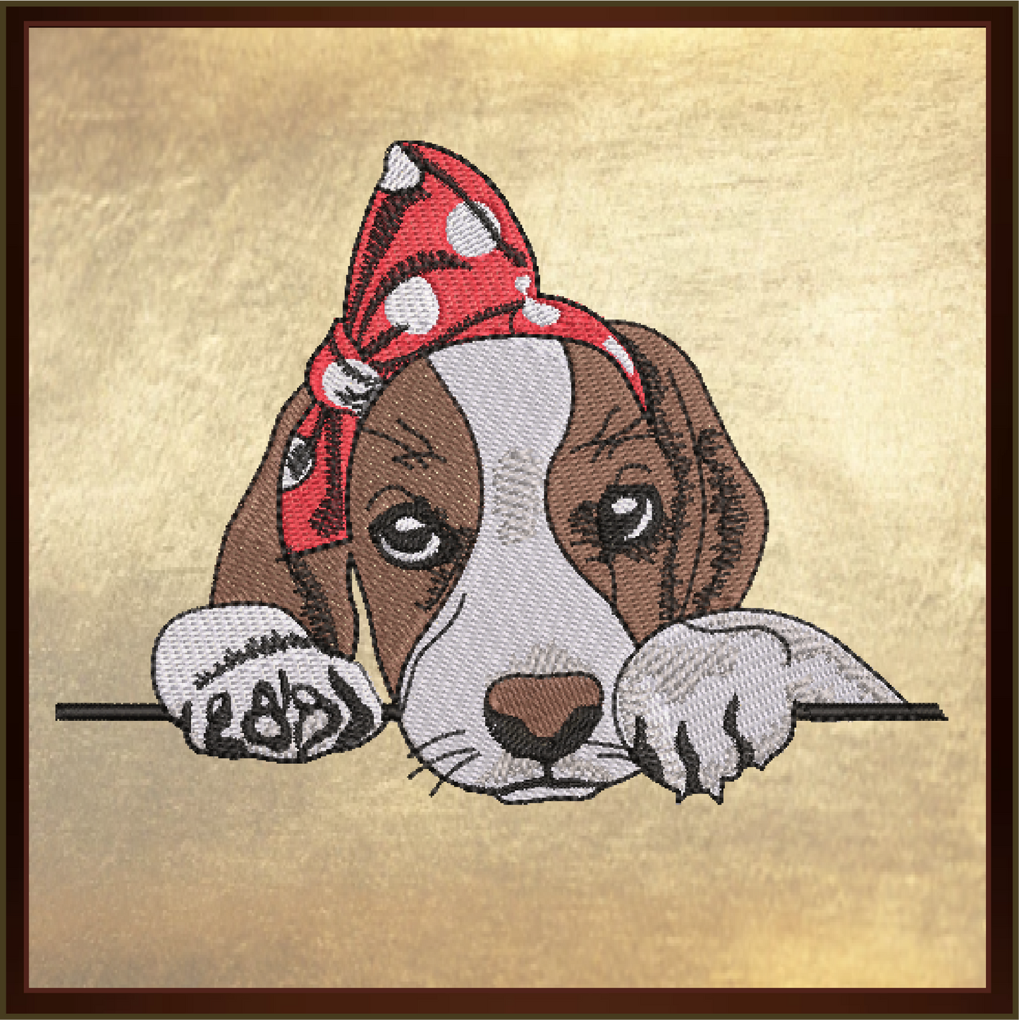 Puppy Machine Embroidery Design | Adorable Pet Dog with Bow Embroidery Pattern | Beagle Puppy Stitch File | 6 Sizes (0519)