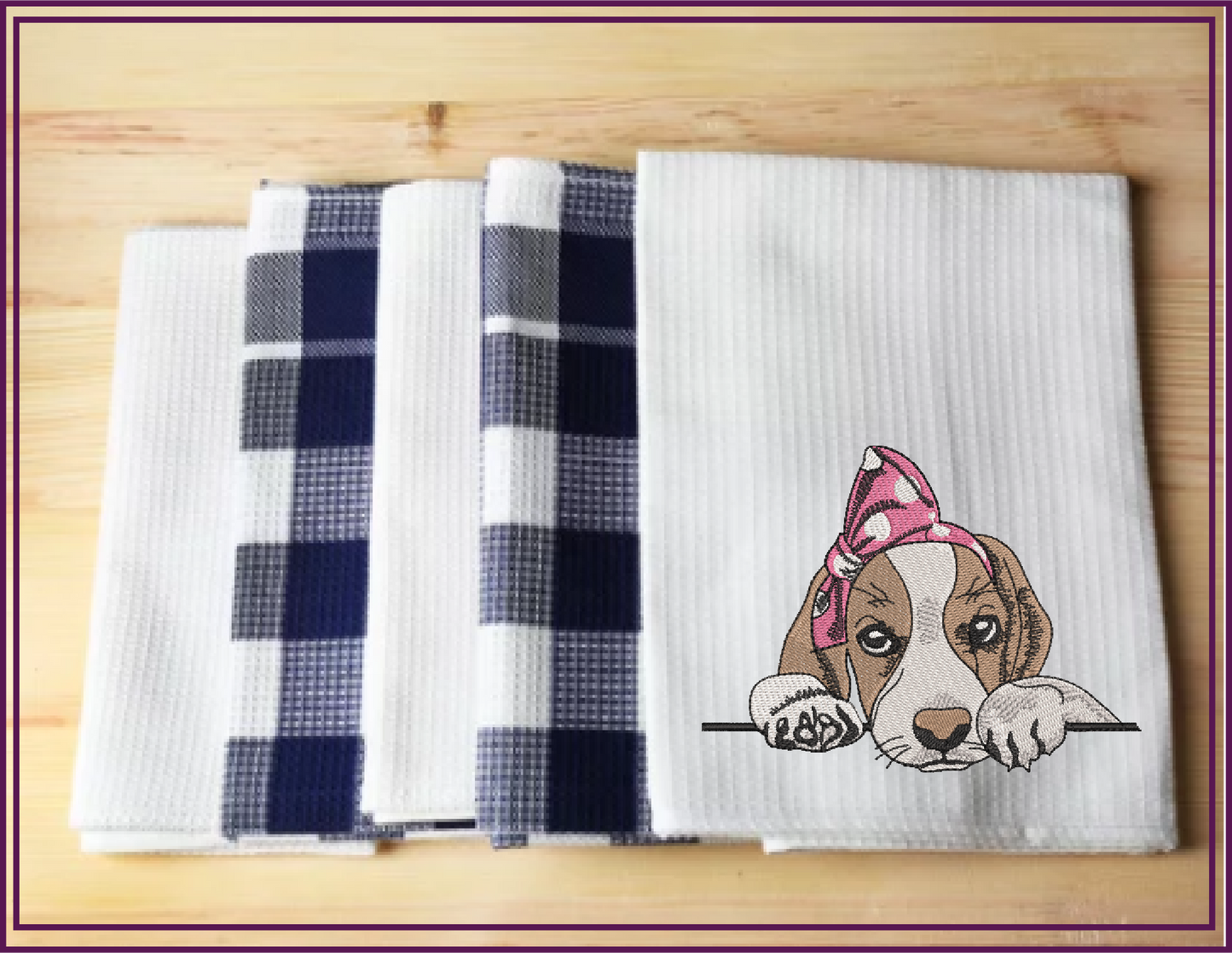 Puppy Machine Embroidery Design | Adorable Pet Dog with Bow Embroidery Pattern | Beagle Puppy Stitch File | 6 Sizes (0519)