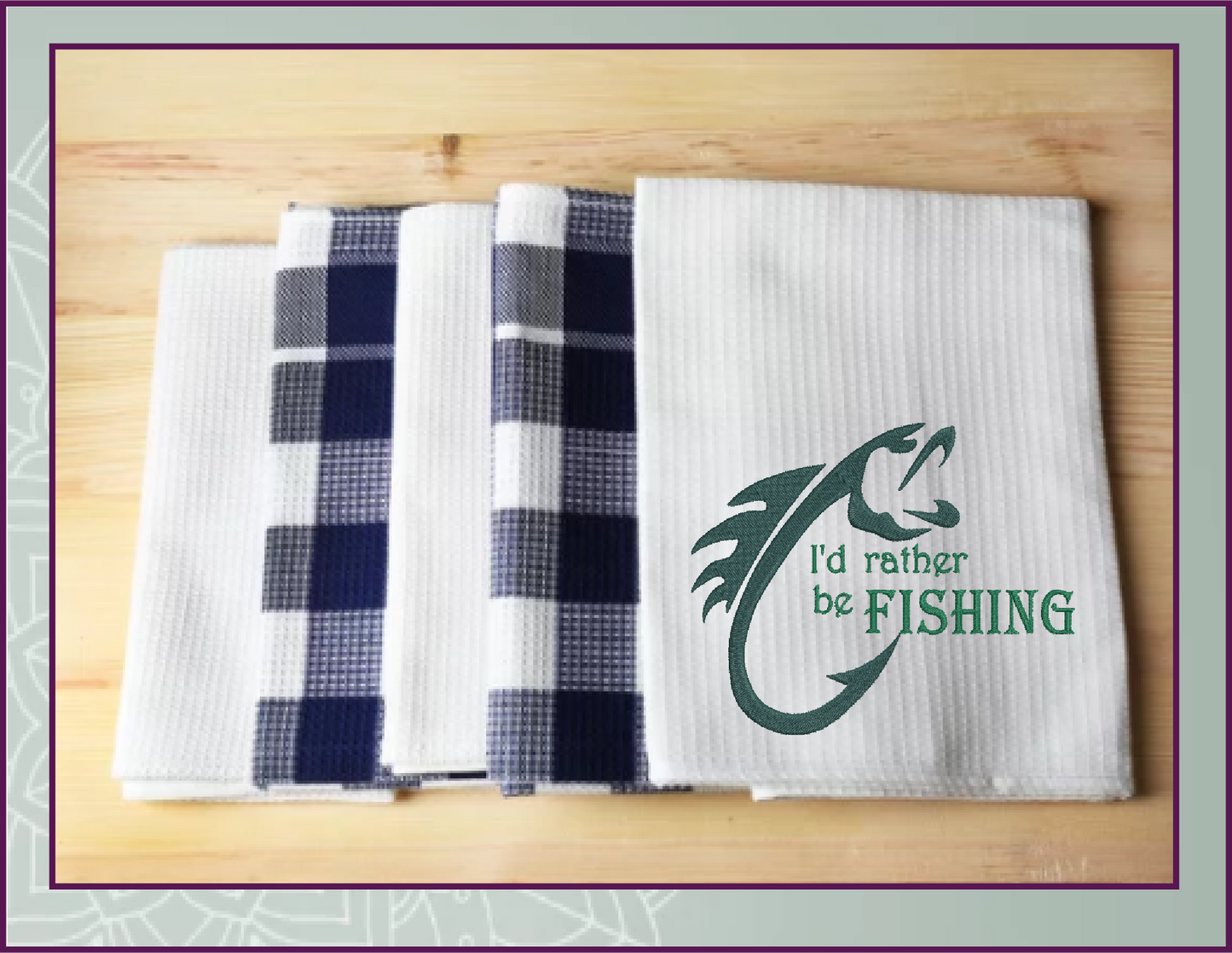 I’d Rather be Fishing Machine Embroidery Design, Sport Fishing Embroidery, Fish and Hook Design, Vocation Design Pattern, 6 Sizes (0495)