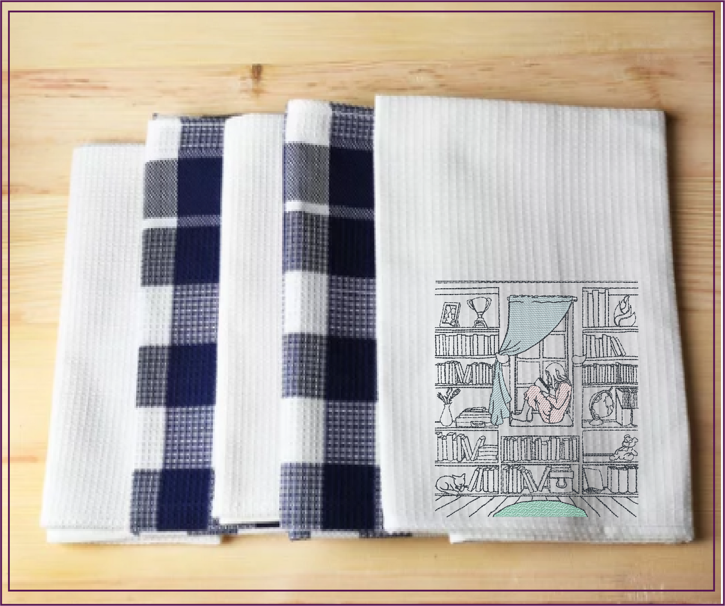 Book Nook Machine Embroidery Design | Girl in Window Reading Embroidery Drawing | Artistic Sketch Design | 8 Sizes (0923)