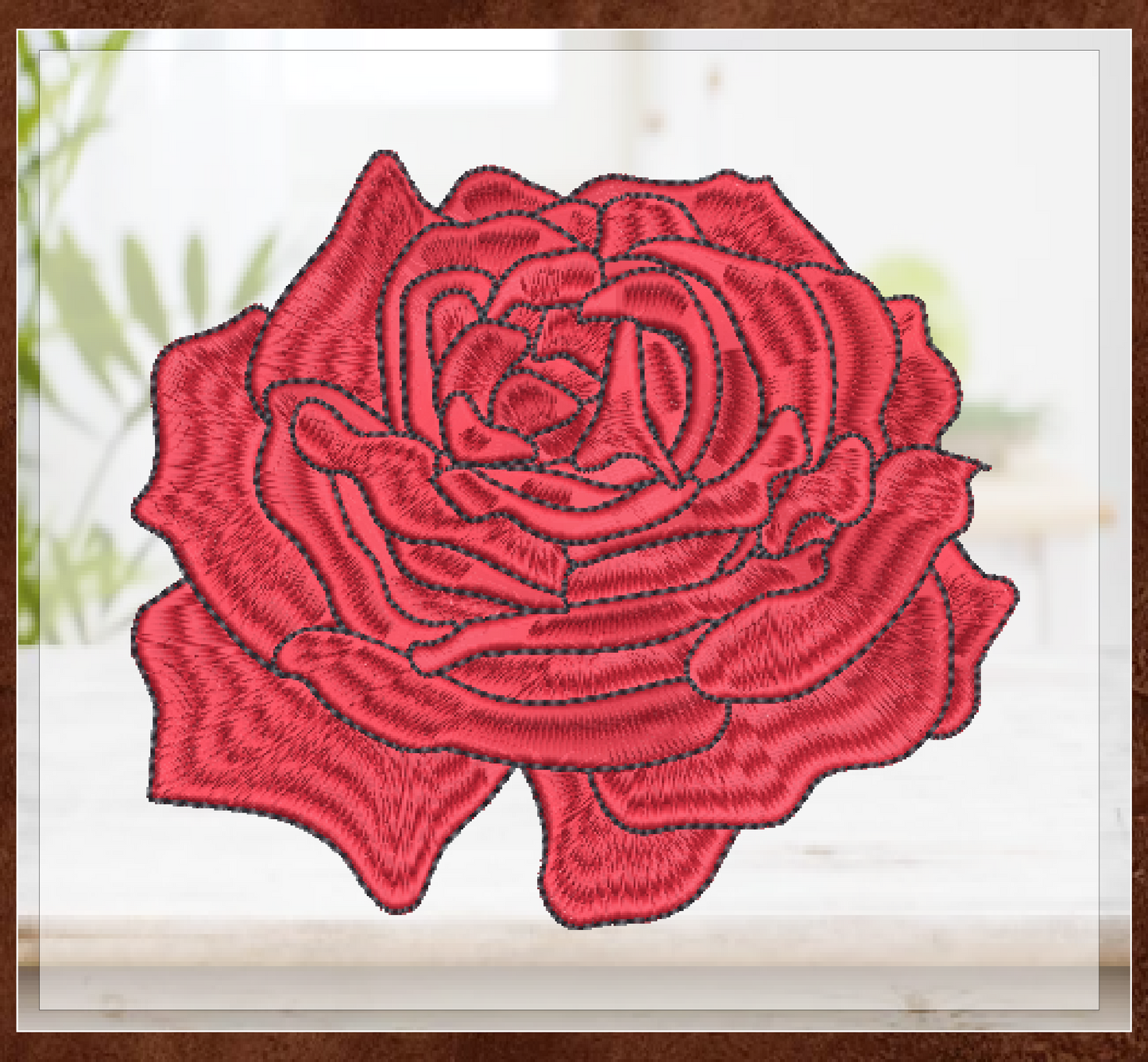 Roses Machine Embroidery Design – Elegant Red Floral Bouquet, Garden Rose Pattern, 6 Sizes (1035)
