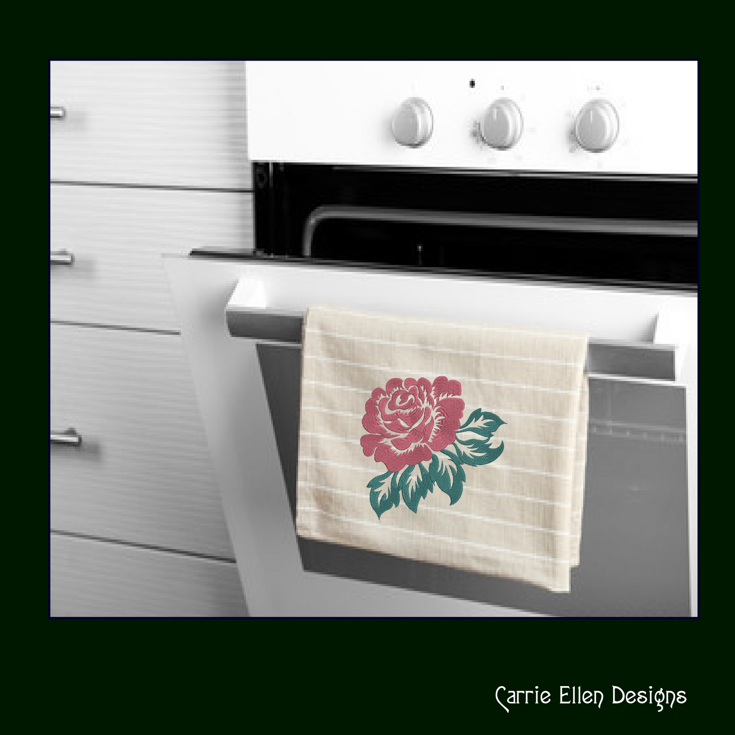 Roses Machine Embroidery Design – Floral Bouquet Embroidery – Red Roses Garden Design – 6 Sizes (1037)