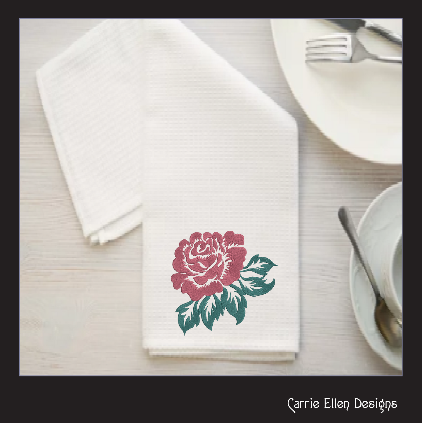 Roses Machine Embroidery Design – Floral Bouquet Embroidery – Red Roses Garden Design – 6 Sizes (1037)