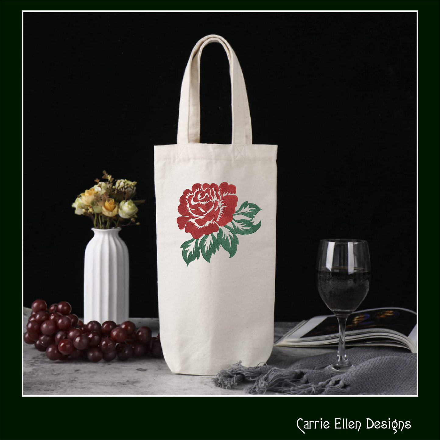 Roses Machine Embroidery Design – Floral Bouquet Embroidery – Red Roses Garden Design – 6 Sizes (1037)