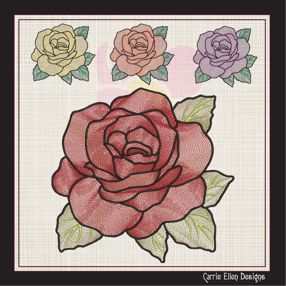 Roses Machine Embroidery Design | Red Roses Floral Bouquet Embroidery | Garden Flower Embroidery Design | 6 Sizes (1039)