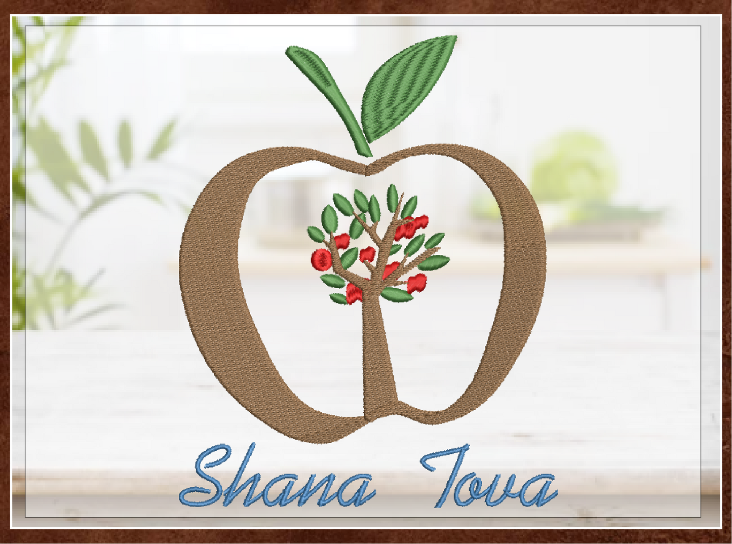 Rosh Hashana Machine Embroidery Design – Shana Tova Jewish New Year Pattern – Judaica Holiday Embroidery – 8 Sizes (0160)