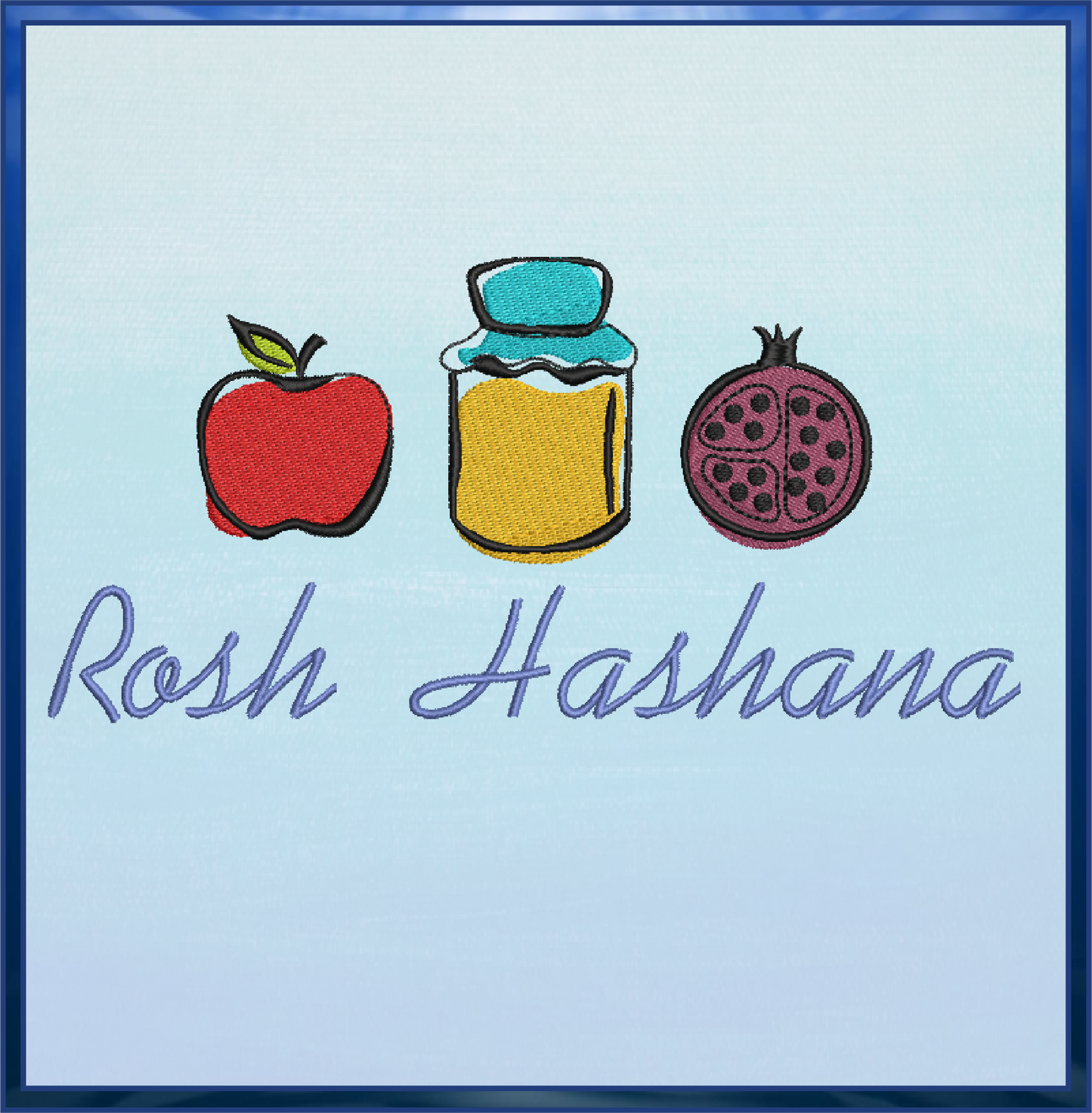 Rosh Hashana Machine Embroidery Design – Shana Tova Jewish New Year Embroidery – Judaica Holiday Pattern – 8 Sizes (0161)