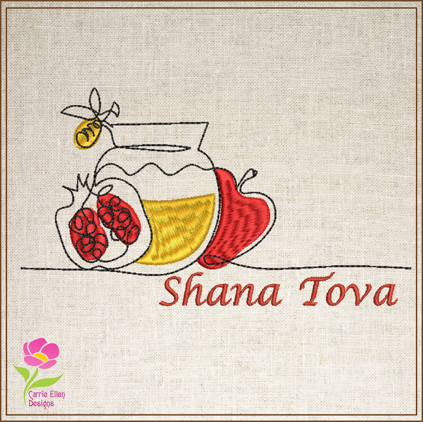 Rosh Hashana Machine Embroidery Design – Shana Tova Jewish Holiday Pattern, Judaica Embroidery, 8 Sizes (0504)