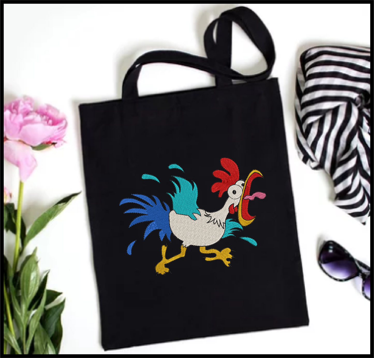 Running Chicken Machine Embroidery Design | Crazy Screaming Bird Cartoon | Funny Rooster Chicken | 6 Sizes (0754)