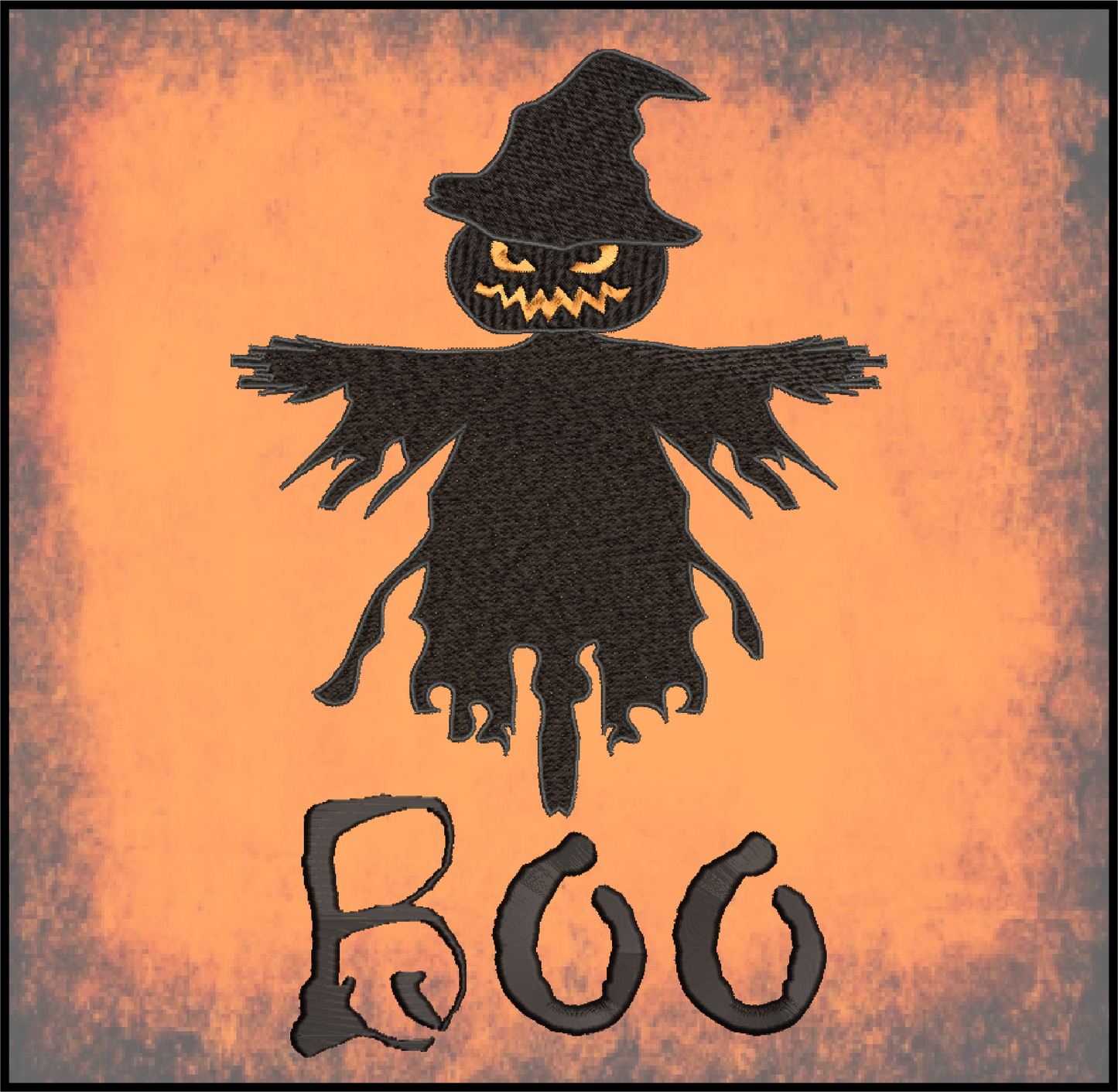 Scarecrow Machine Embroidery Design | Pumpkin Head Halloween Embroidery | Scarecrow Says Boo | 10 Sizes (0638)