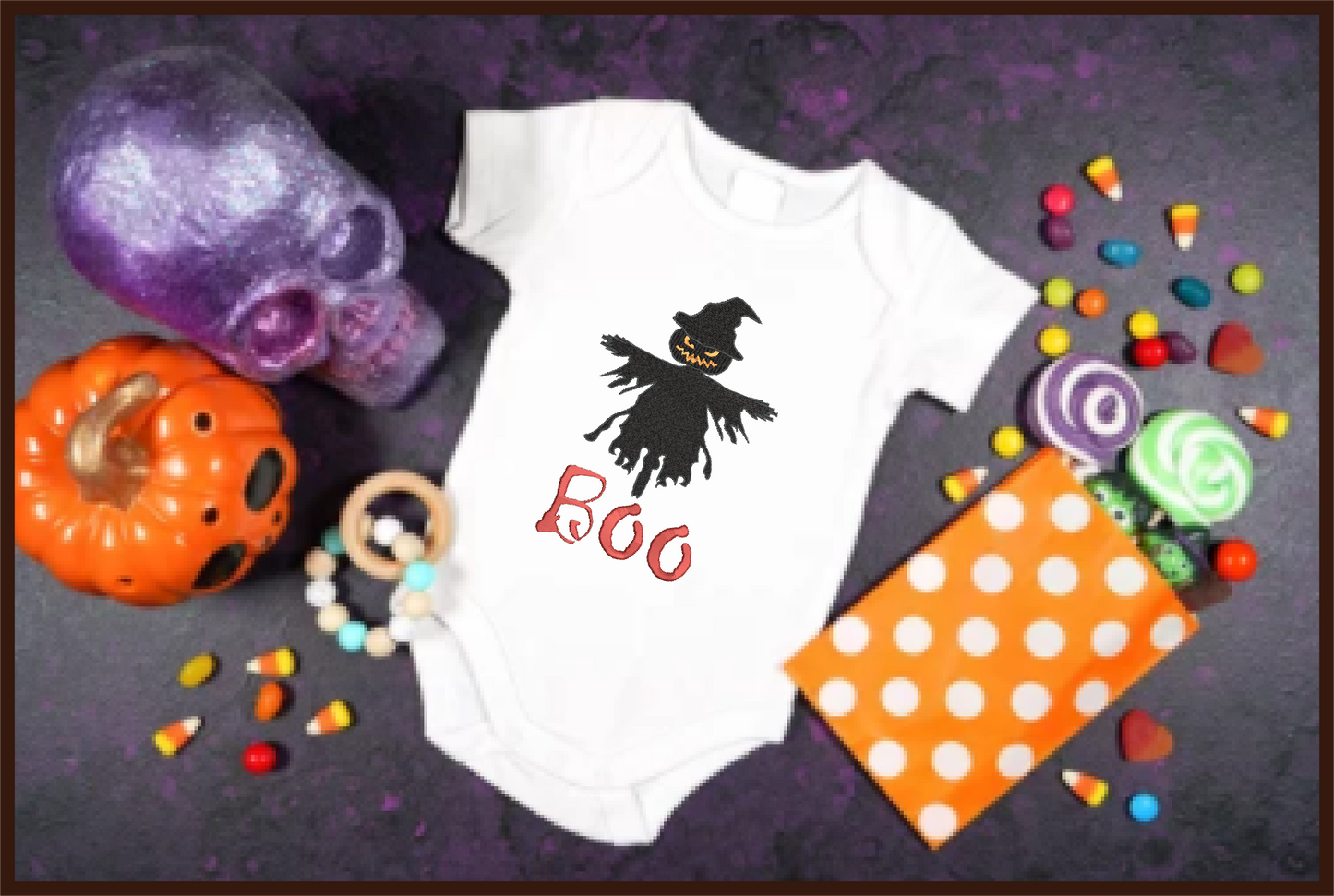 Scarecrow Machine Embroidery Design | Pumpkin Head Halloween Embroidery | Scarecrow Says Boo | 10 Sizes (0638)