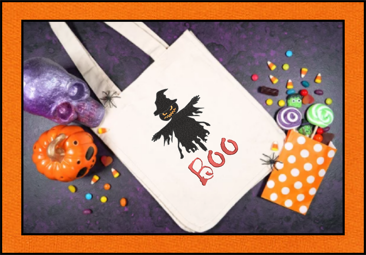 Scarecrow Machine Embroidery Design | Pumpkin Head Halloween Embroidery | Scarecrow Says Boo | 10 Sizes (0638)