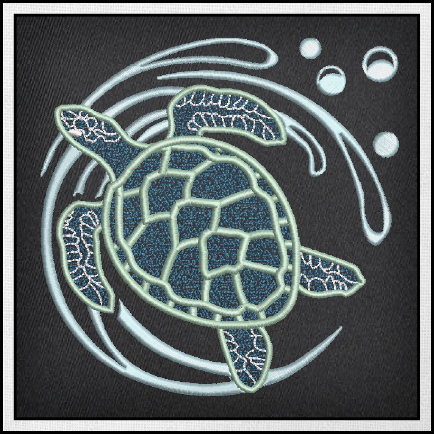 Sea Turtle Machine Embroidery Design – Ocean Tortoise Marine Animal Stitch File, 6 Sizes (0151)