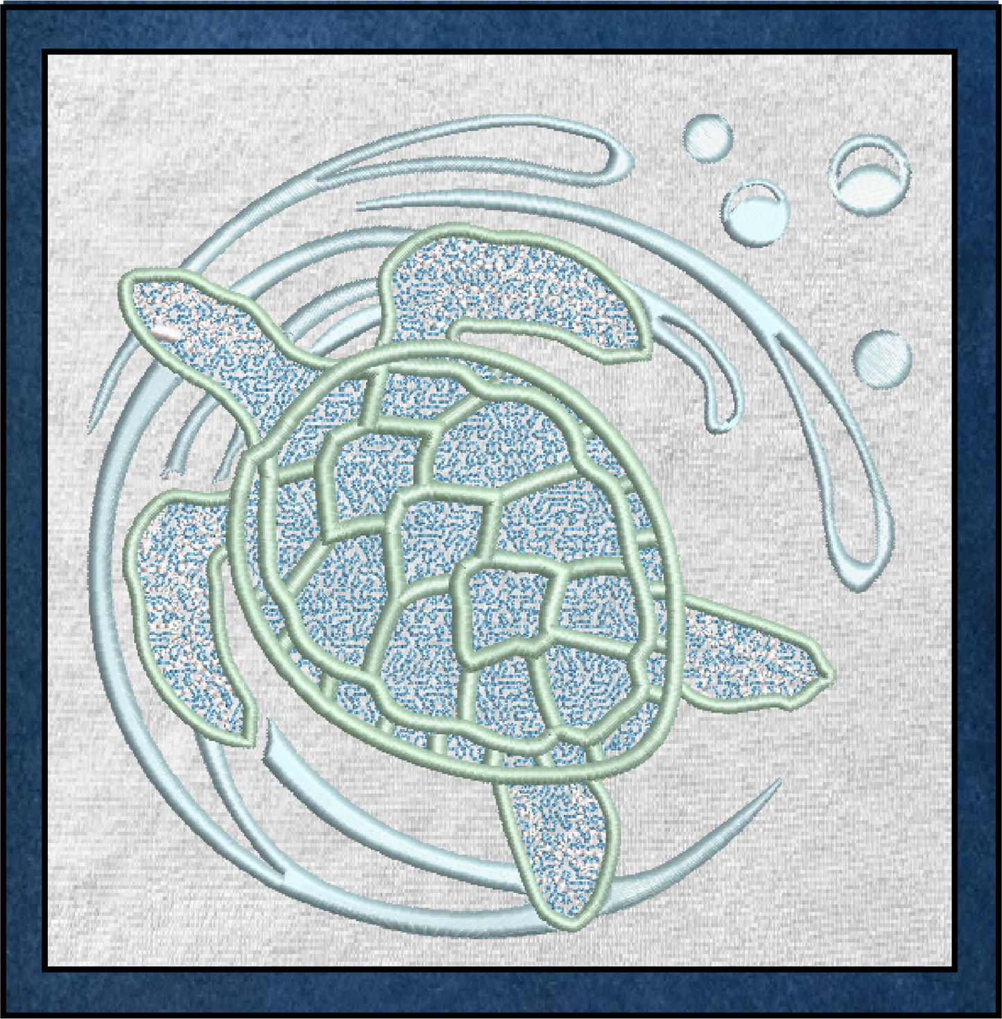 Sea Turtle Machine Embroidery Design – Ocean Tortoise Marine Animal Stitch File, 6 Sizes (0151)