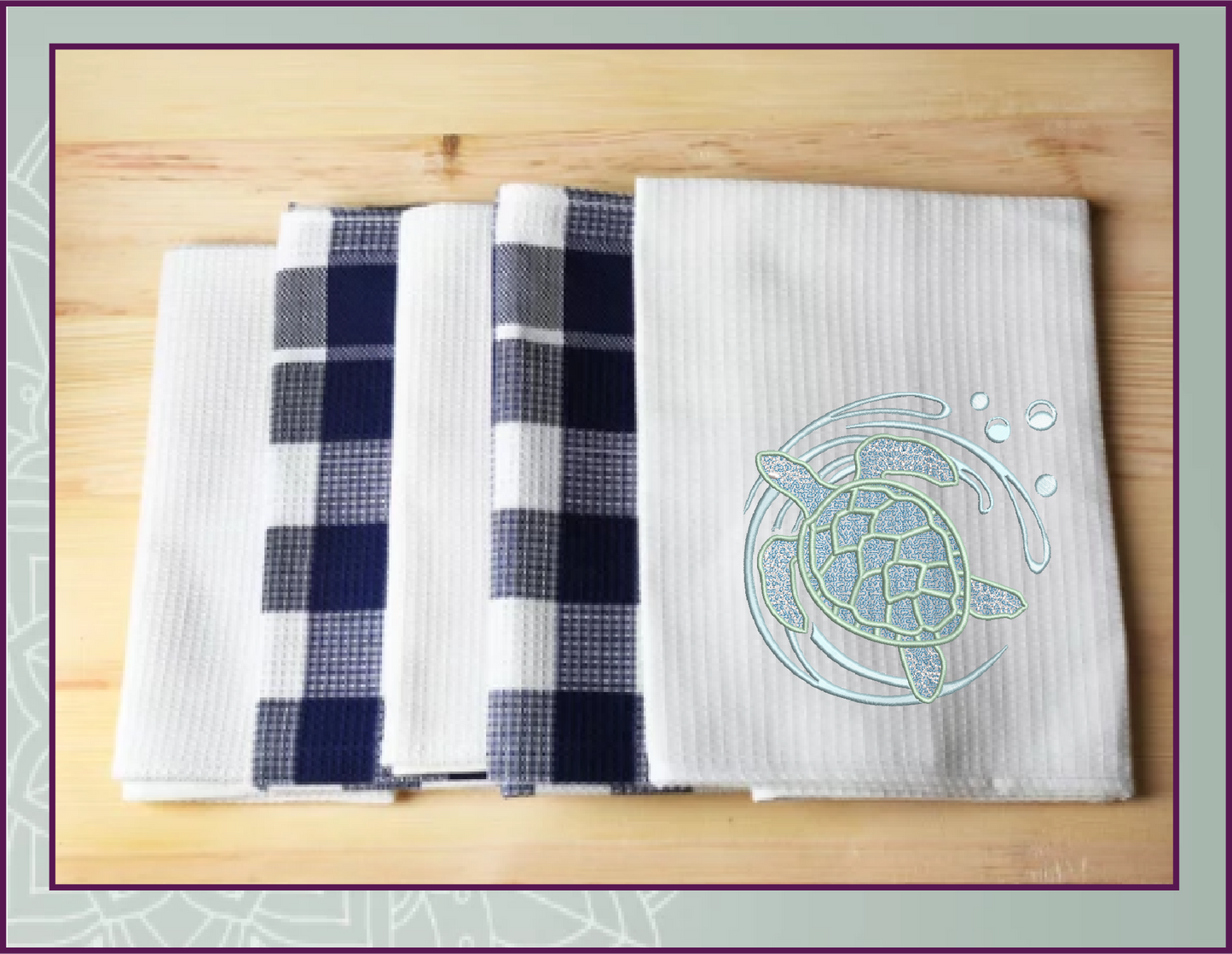 Sea Turtle Machine Embroidery Design – Ocean Tortoise Marine Animal Stitch File, 6 Sizes (0151)