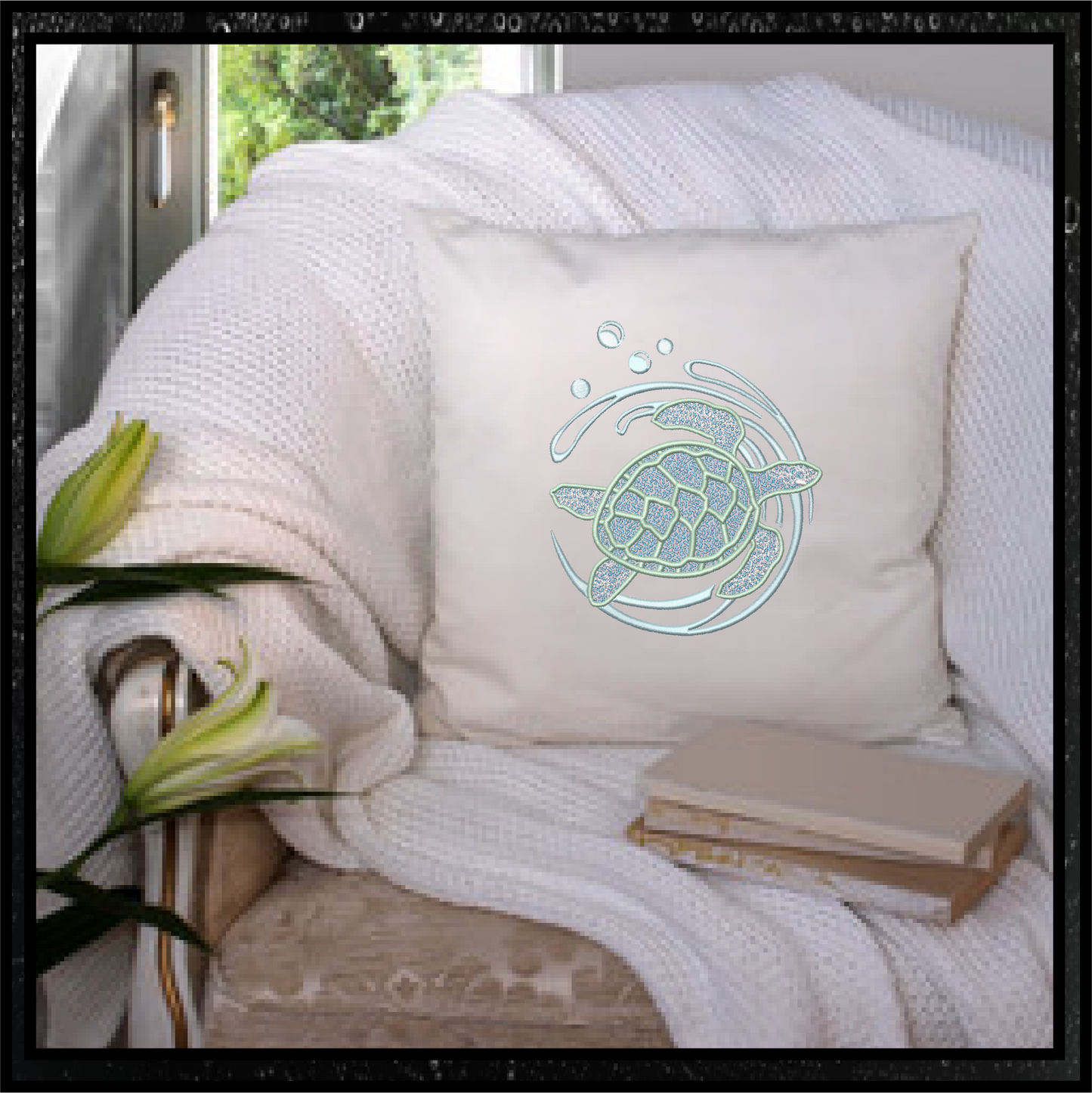 Sea Turtle Machine Embroidery Design – Ocean Tortoise Marine Animal Stitch File, 6 Sizes (0151)
