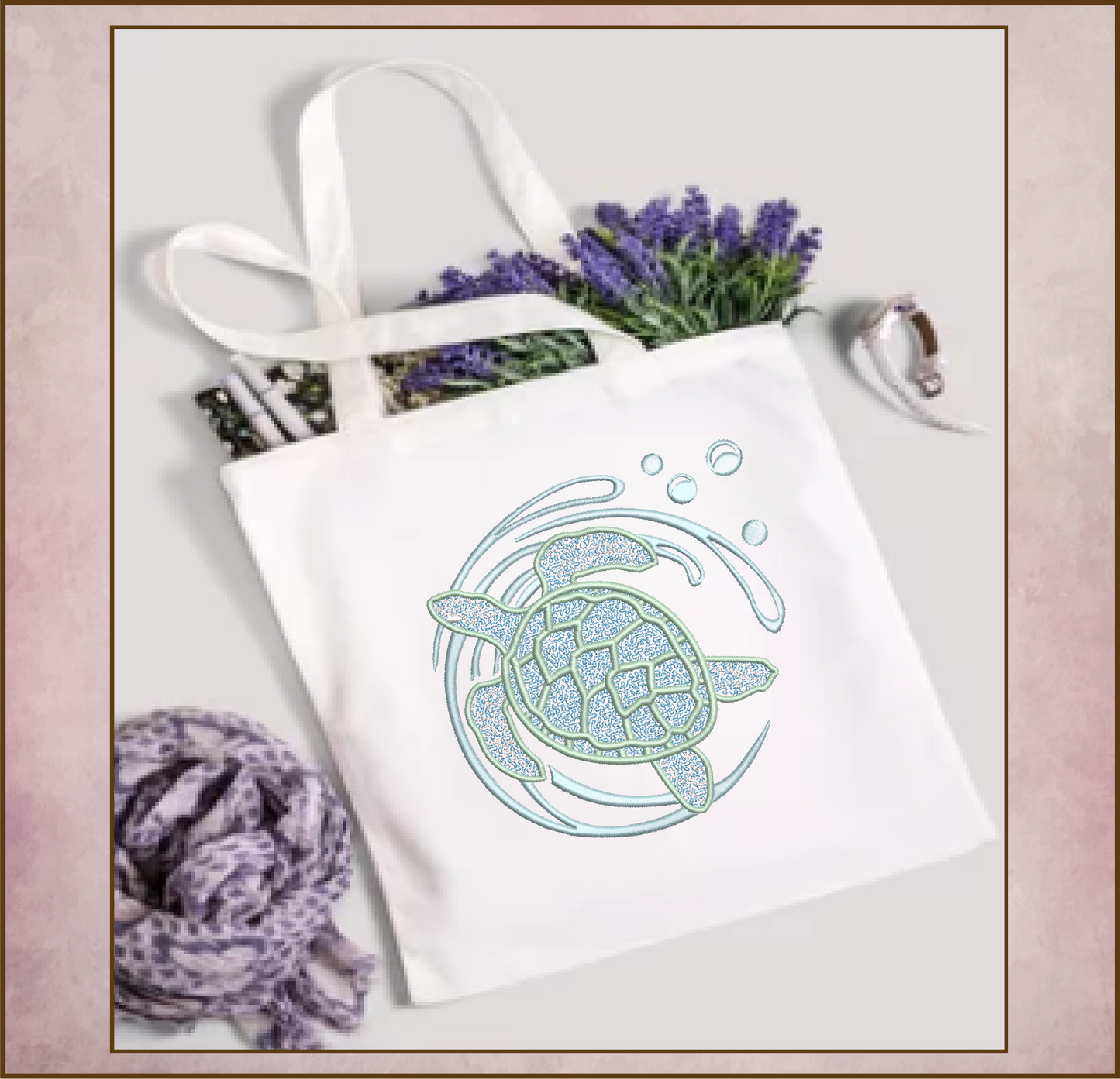 Sea Turtle Machine Embroidery Design – Ocean Tortoise Marine Animal Stitch File, 6 Sizes (0151)