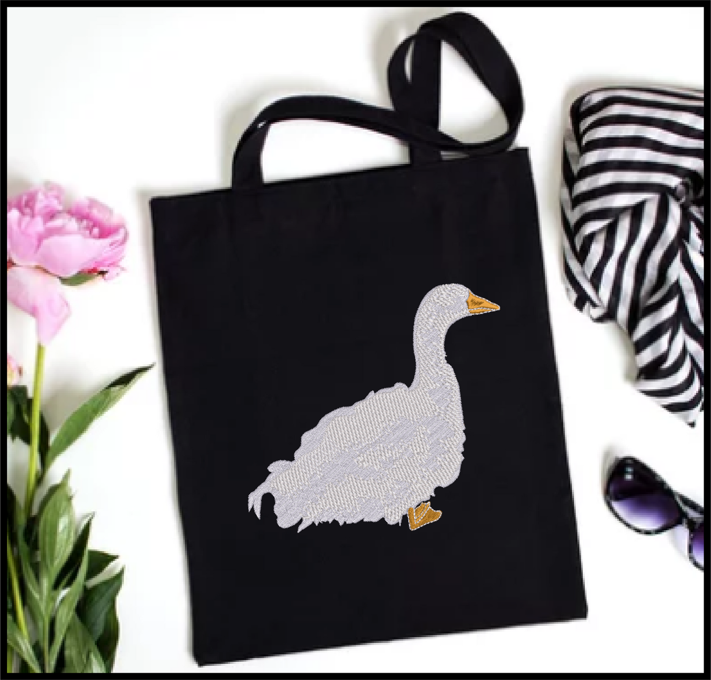 Sebastopol Goose Machine Embroidery Design | Feathered Goose Silhouette | Duck and Bird Embroidery Pattern | 6 Sizes (0749)